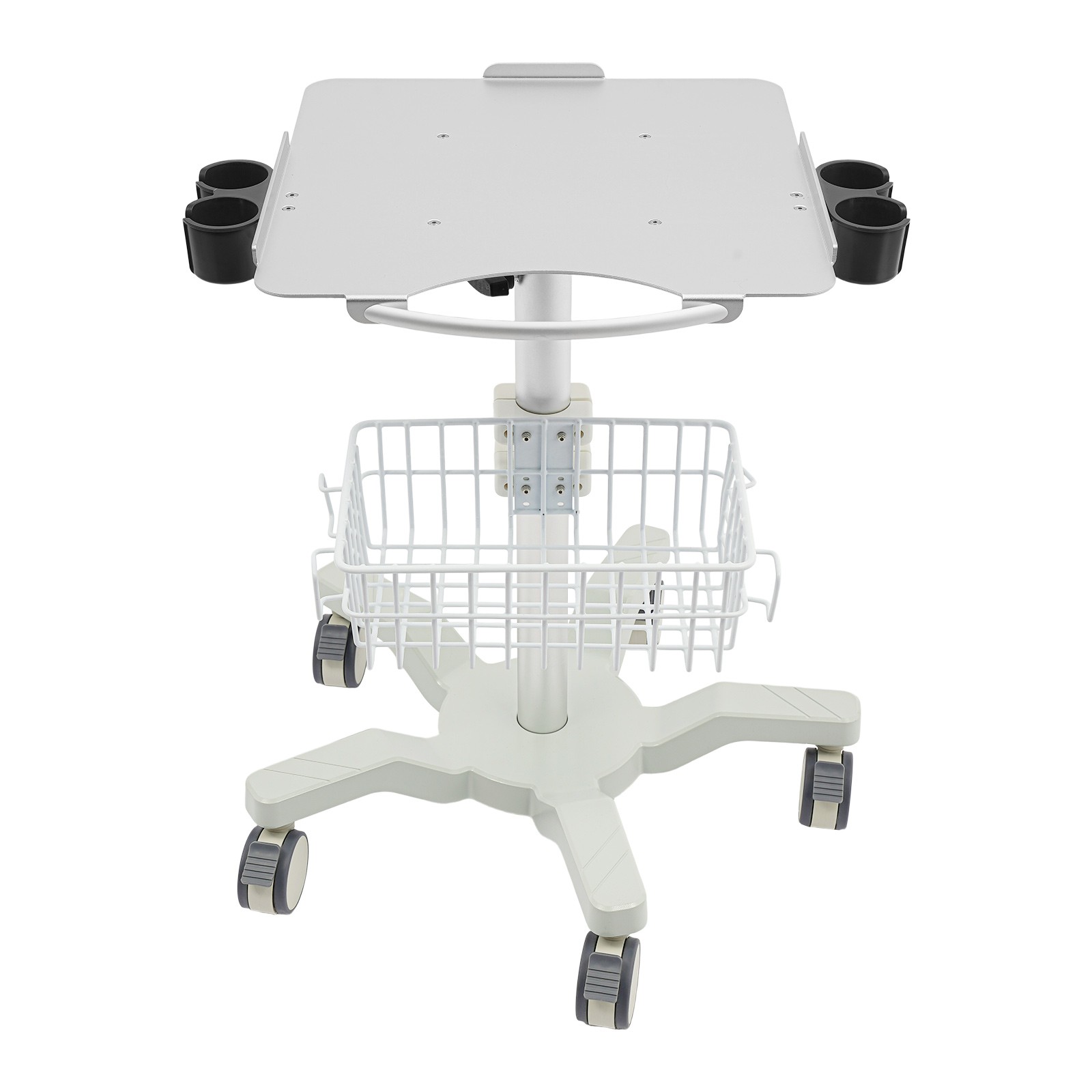 Metal Rolling Medical Cart 5-Wheel Mobile Medical Cart 62-97cm Height Adjustable