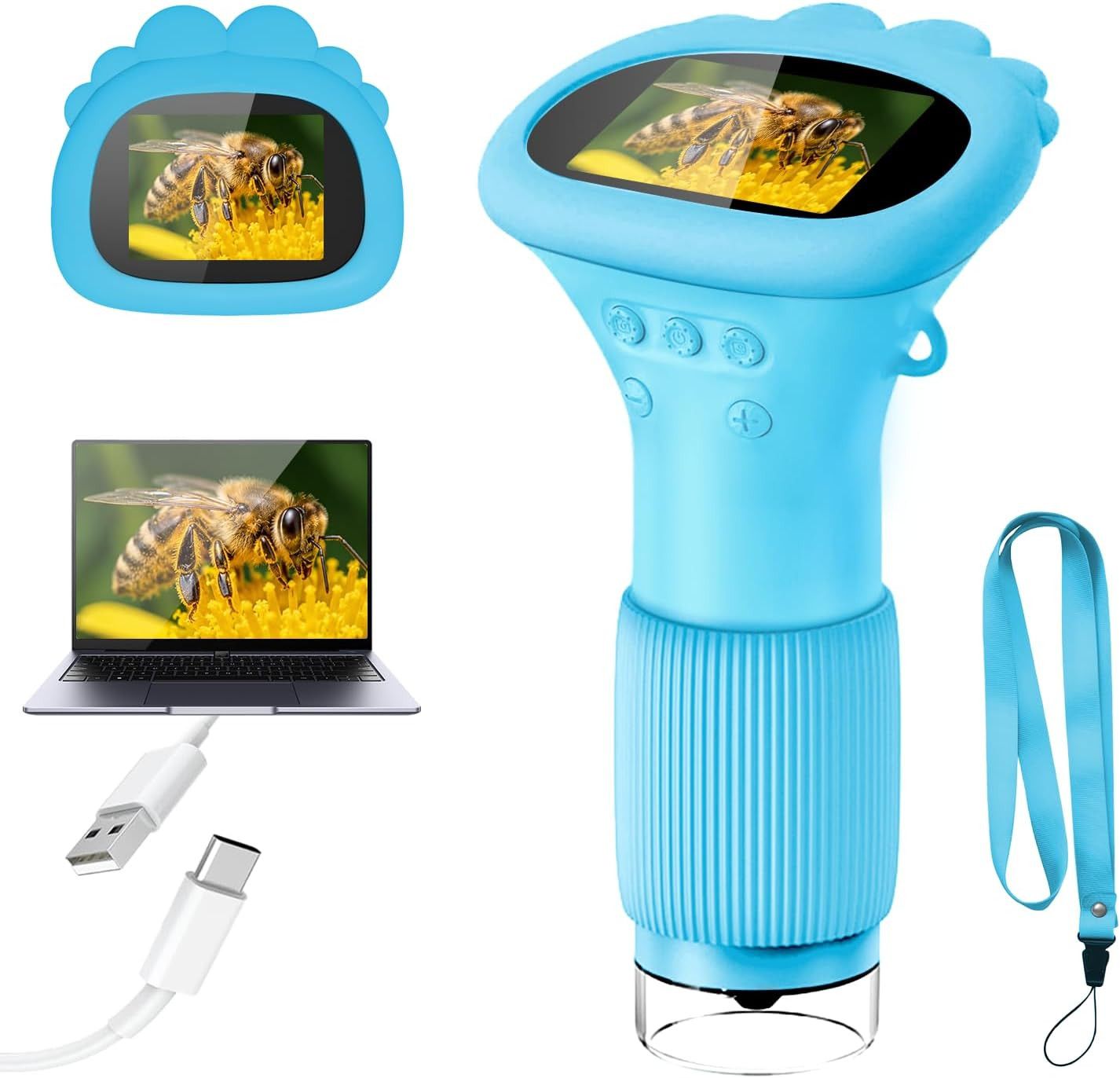 Microscope for Kids, 1000X Handheld Digital Miniscope with 2.0″ Screen, Portable