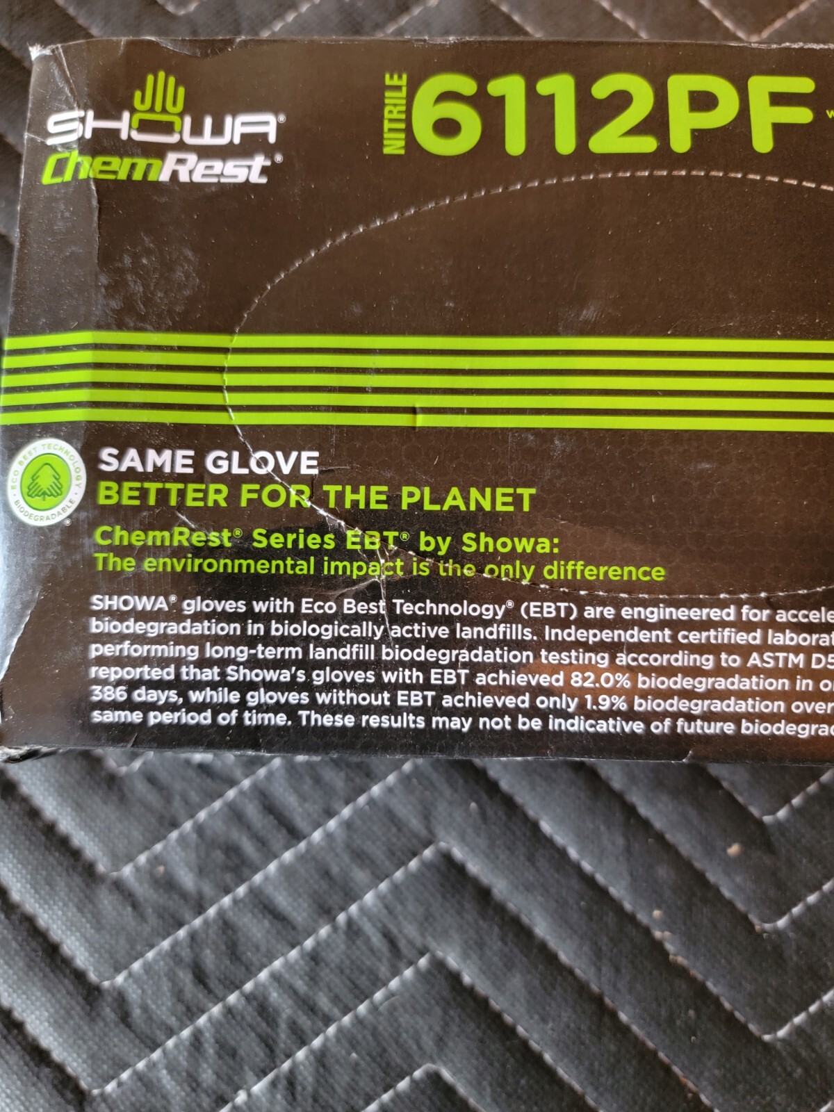 SHOWA 6112PF M Disposable Gloves,Nitrile,M,Black,PK100