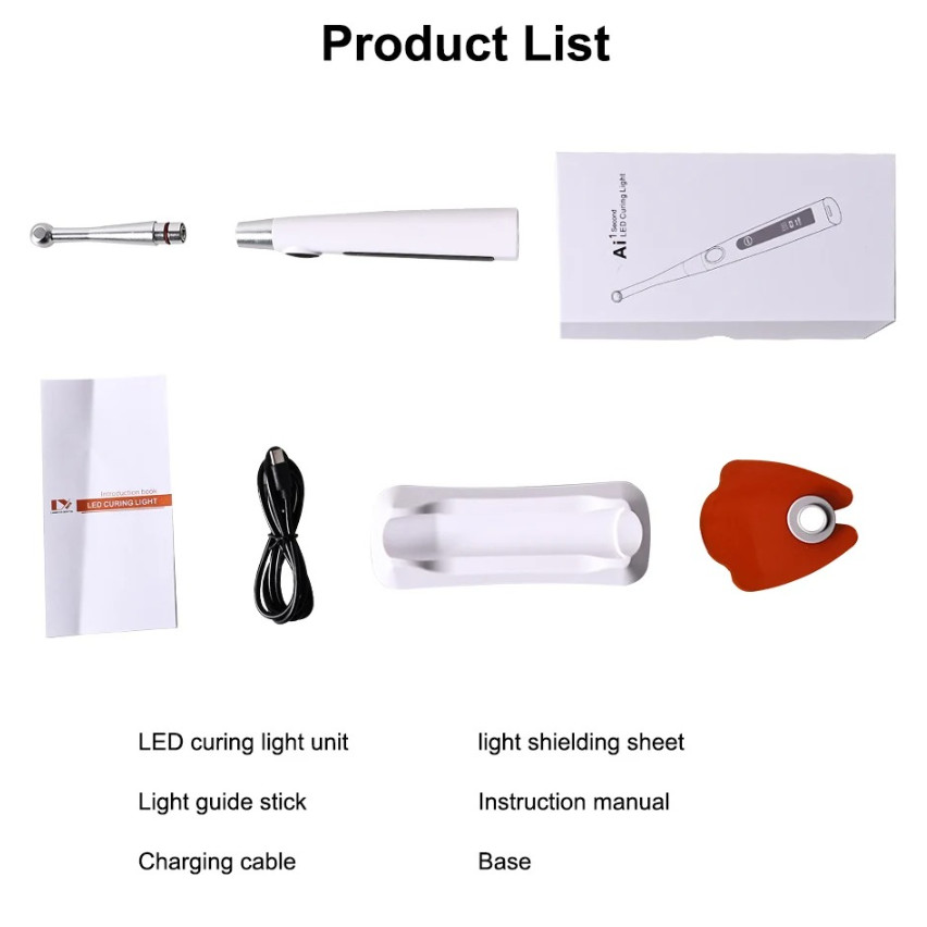 4 Modes Dental Cordless 1S LED Light Cure Lamp Metal Head LED Curing Light 360°