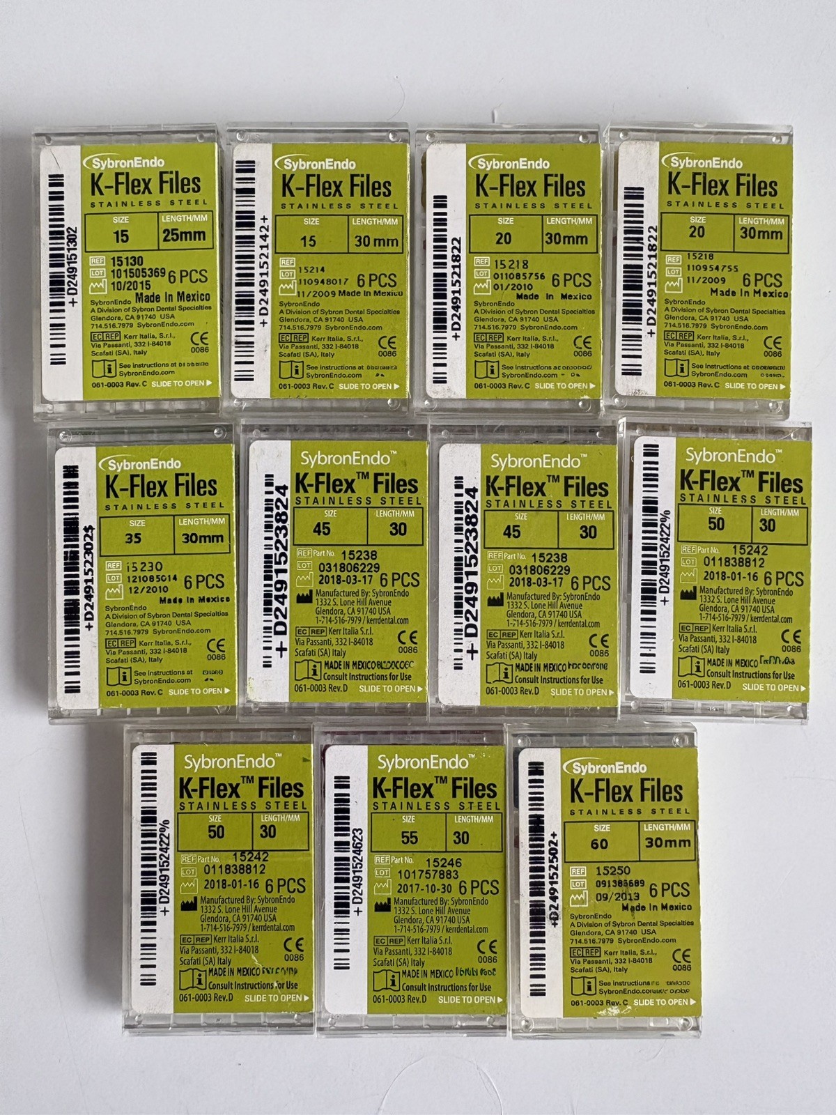 LOT New SybronEndo K-Files Endodontic Files 25mm 30mm 11 Packs 66 Pcs