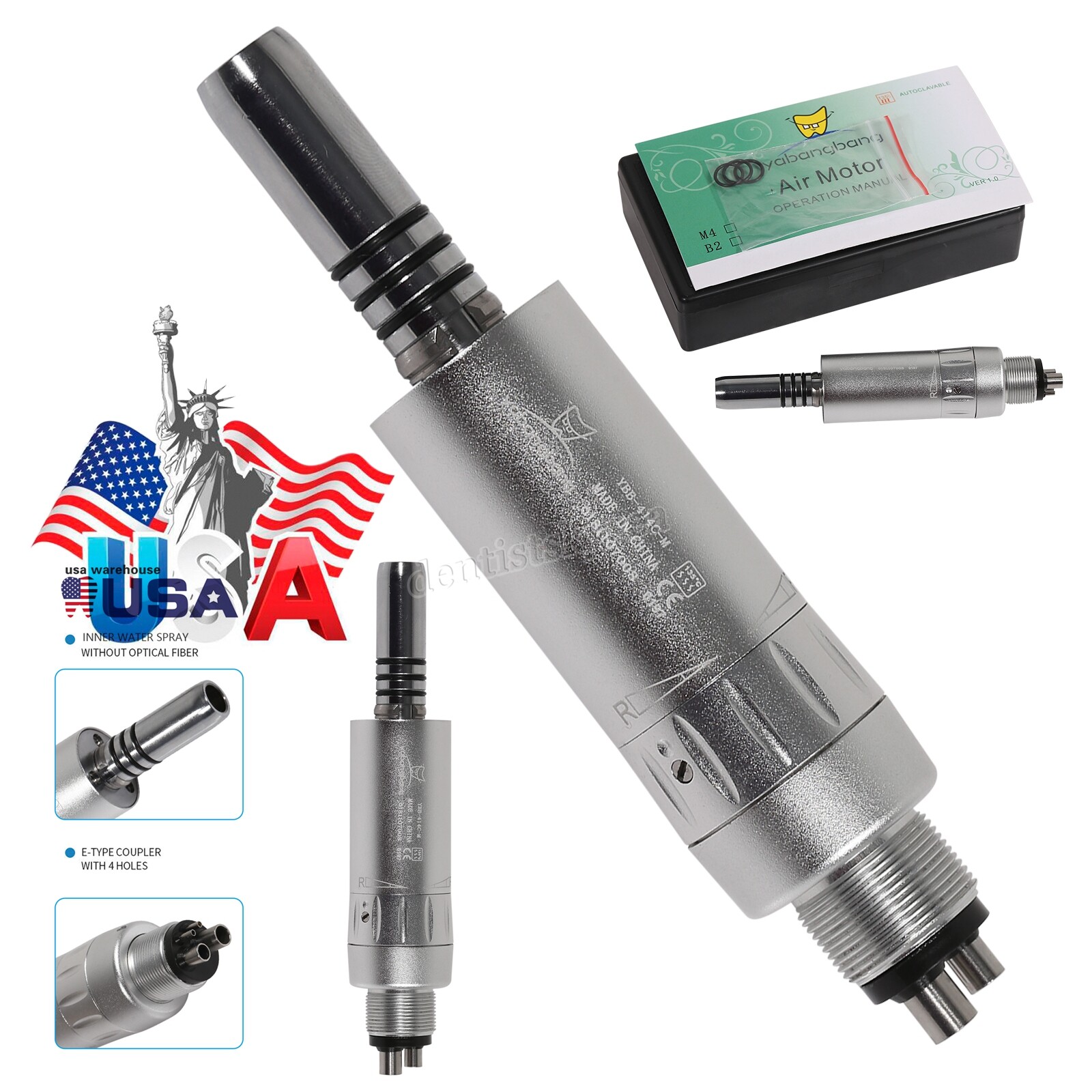 Nsk Style Dental Low Speed E-type Air Motor Micromotor 4/2 Hole Handpiece FDA