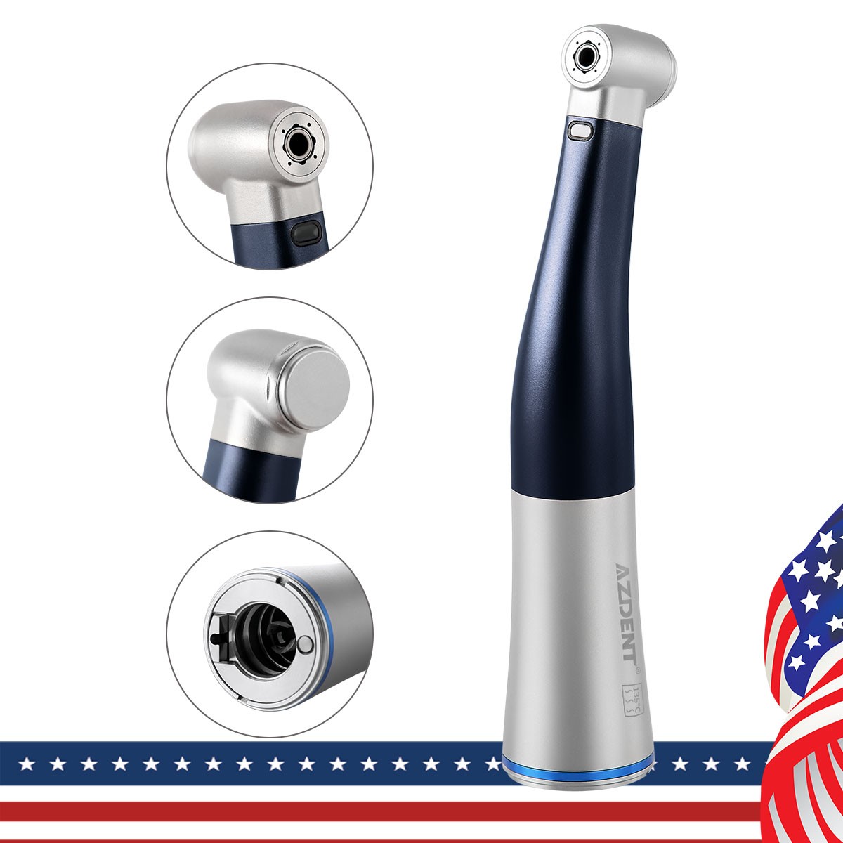 Dental 1:1 Fiber Optic Contra Angle Handpiece Internal Spray Push Button E-Type