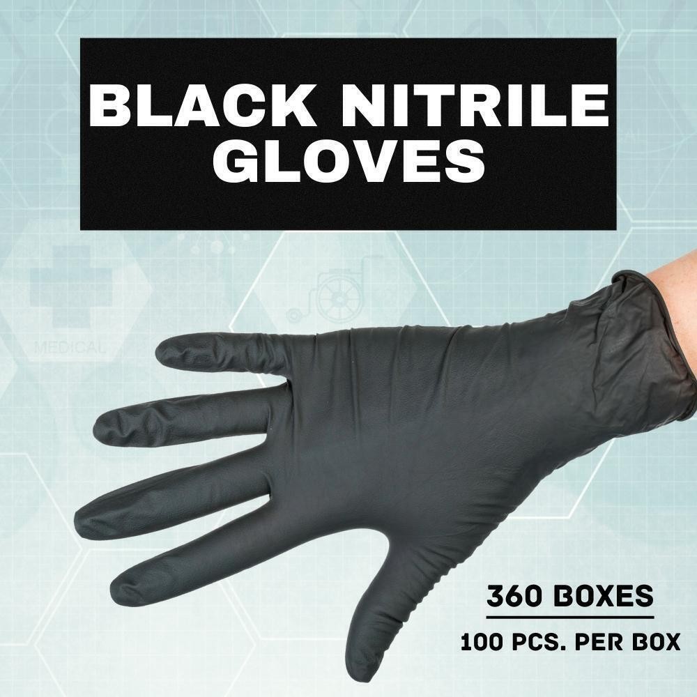 Large Black Nitrile Exam Gloves Powder Free And Latex Free 4 Mil 36000 Pack