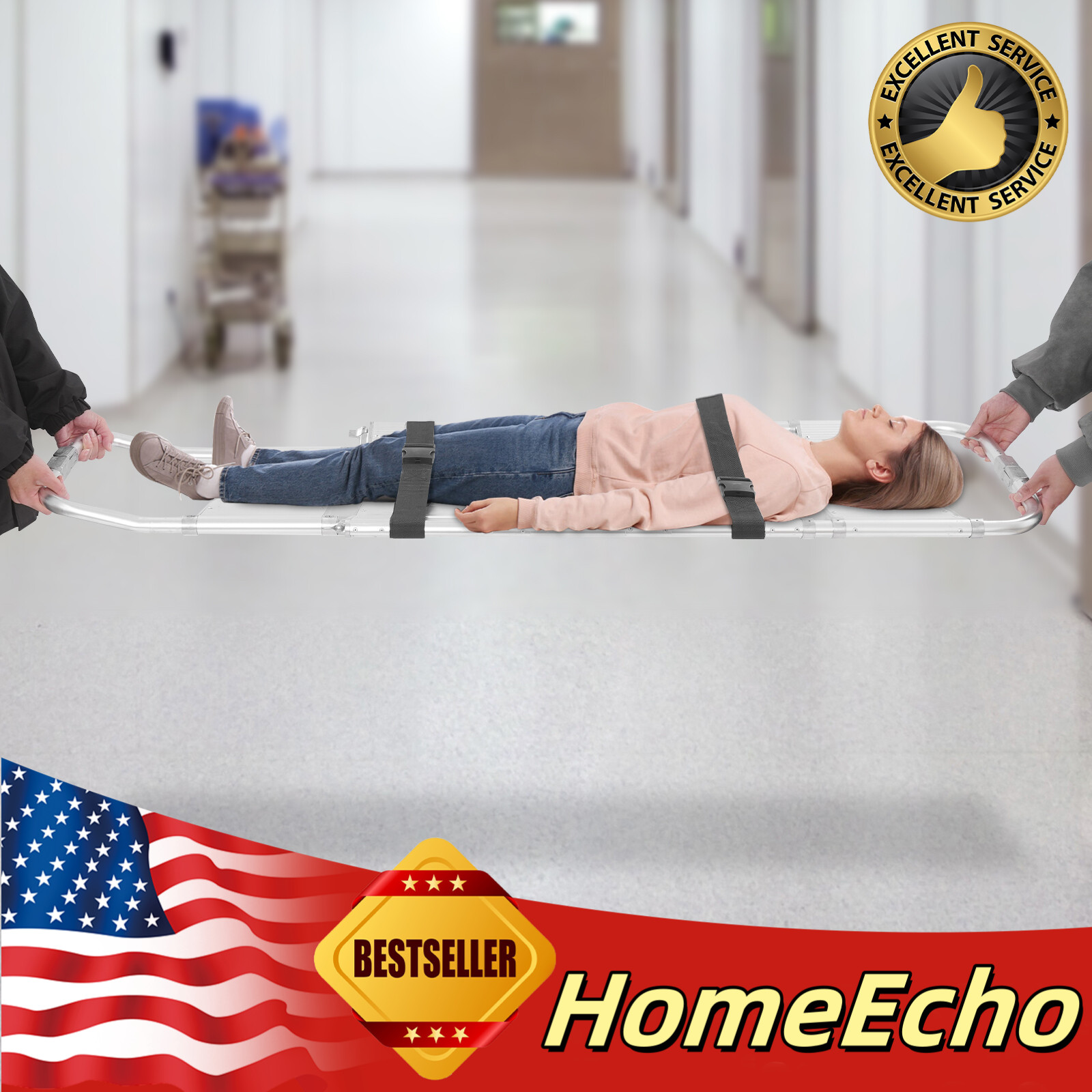 Foldable Portable Stretcher Adjustable Length Patient Transport Stretcher 159kg