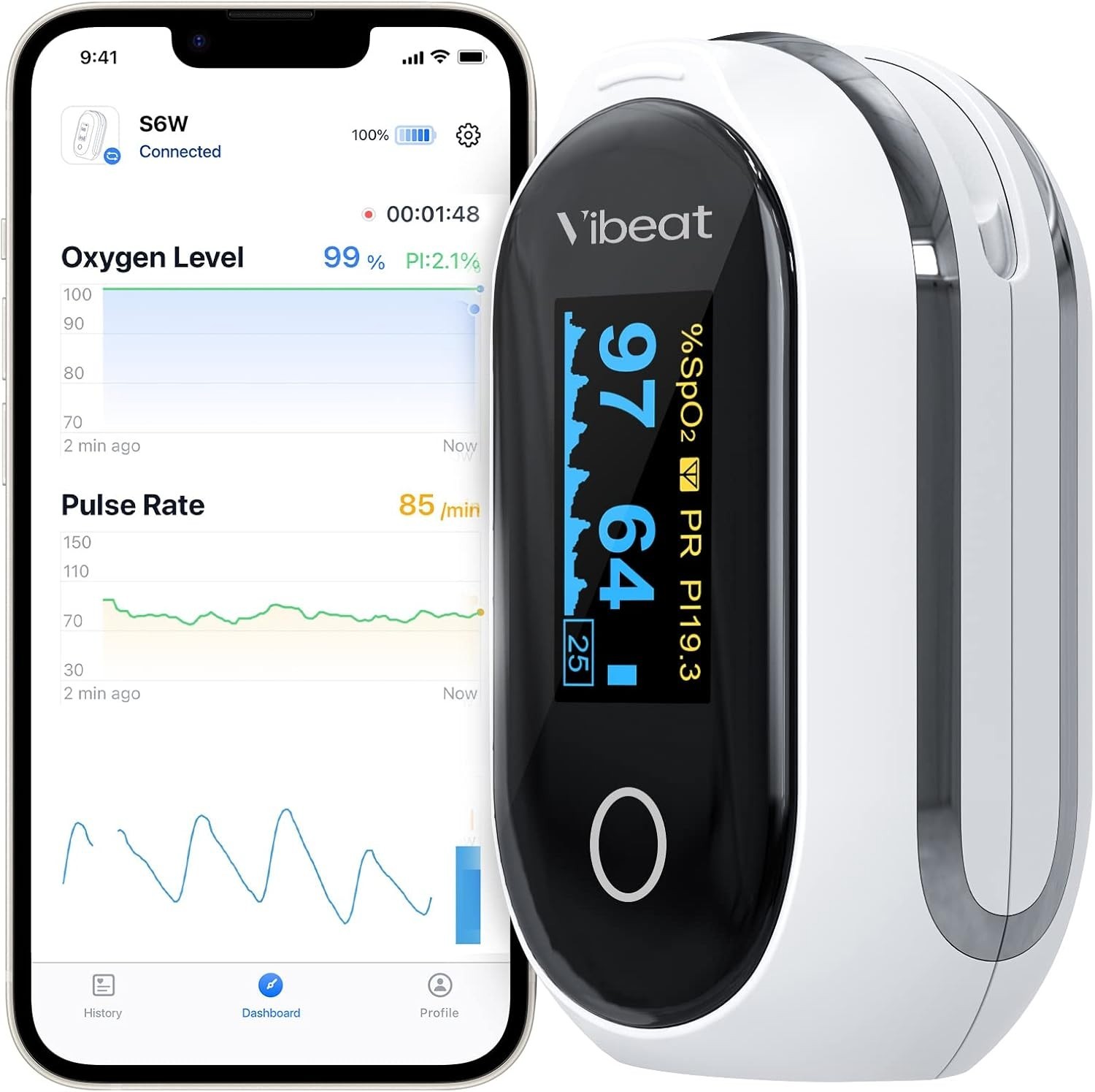 Rechargeable Bluetooth Oximeter: Real-Time Blood Oxygen & Pulse Rate Tracking