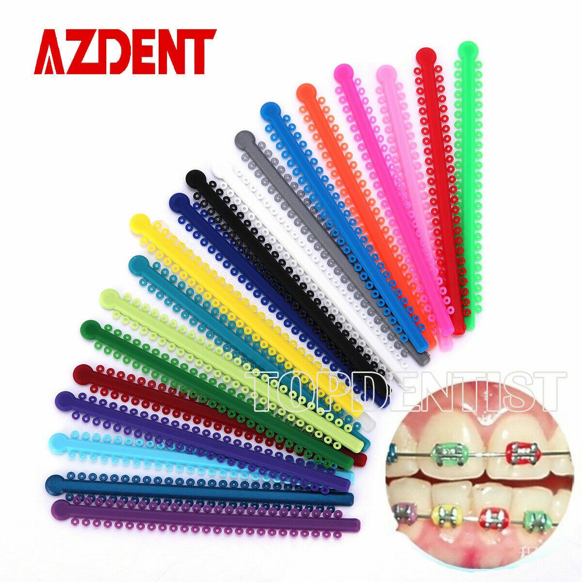1000 piezas Las ligaduras de ortodoncia dental atan bandas de goma elásticas