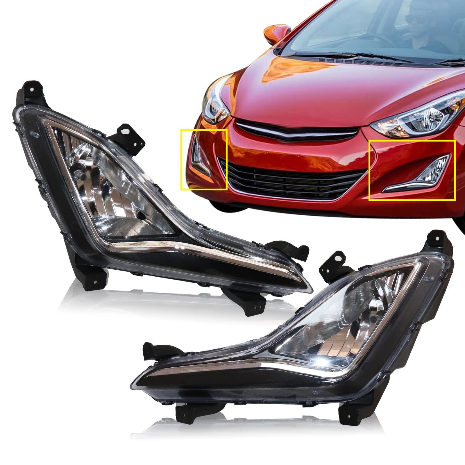 Fog Lights Set for 2014-2016 Hyundai Elantra 1.8L 2.0L 92201-3X210&92202-3X210