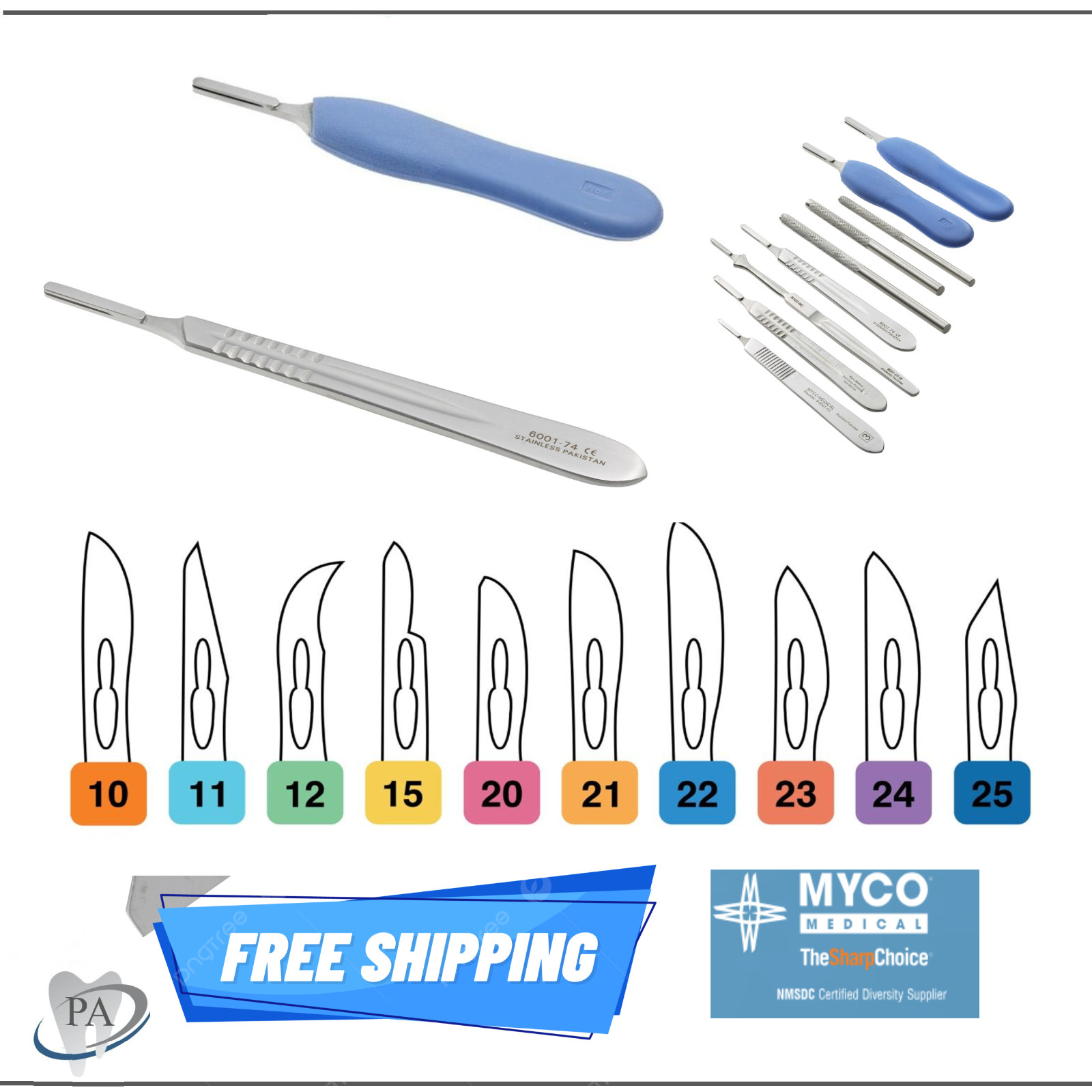 Dental GLASSVAN 3001T-15C Surgery Blades, 15C, Carbon, Steel Baldes, 10- 100/bx