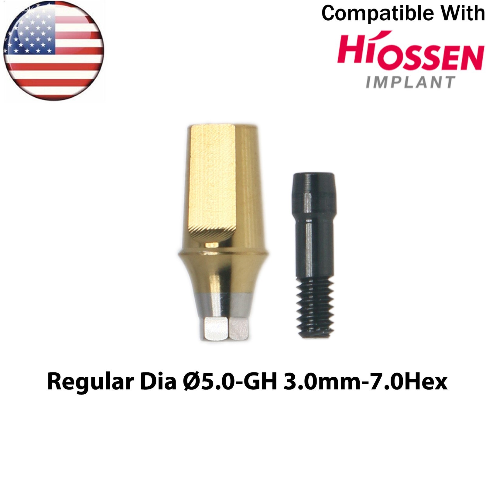 US Dental Straight Transfer Abutment Hex Fits Hiossen Osstem Regular Ø4.5/5.0mm
