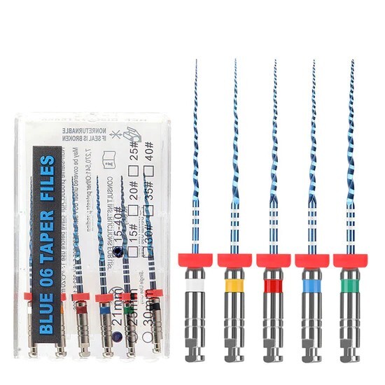 6 PCS Blue NiTi Files Taper .04 25mm 15-40 Compatible with Dentsply Endo Motor