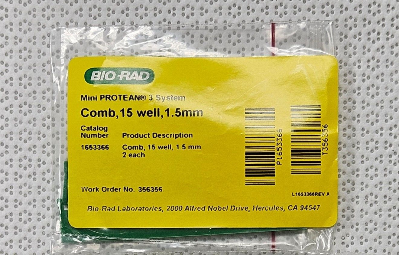 Bio-Rad # 1653366 Mini Protean 3 Systems Comb, 15 Well, 1.5mm W/2 ech