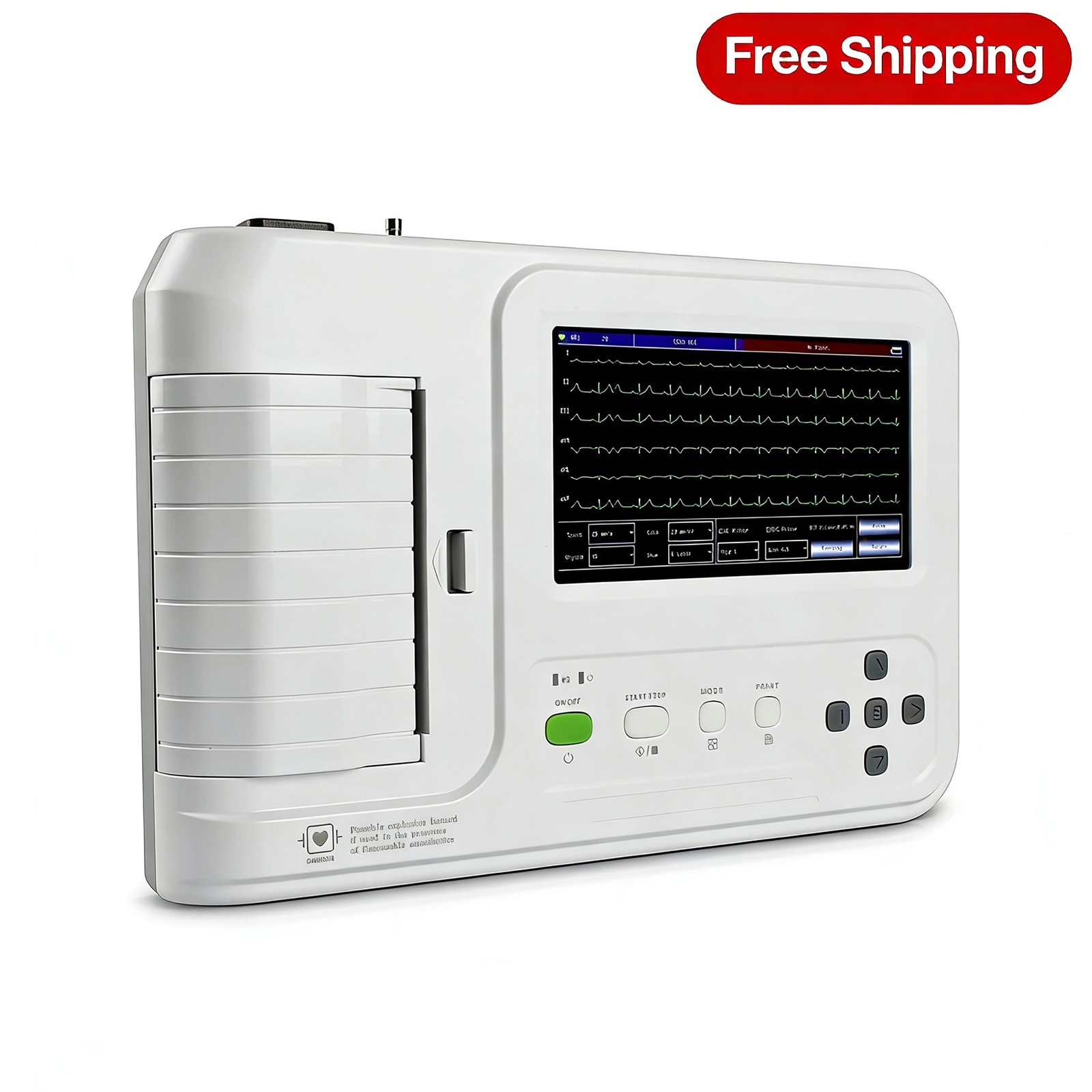 6-Channel 12-Lead Digital ECG EKG Monitor Touch Screen with USB Port