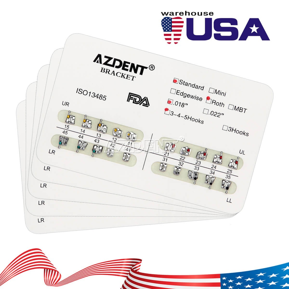 AZDENT Dental Orthodontic Brackets Braces Mini Roth /Lingual Button/Buccal Tube