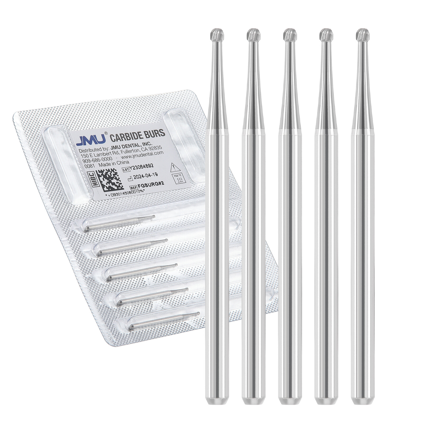 JMU Dental Surgical Burs Round 25mm Carbide Bur Friction Grip FG for High Speed