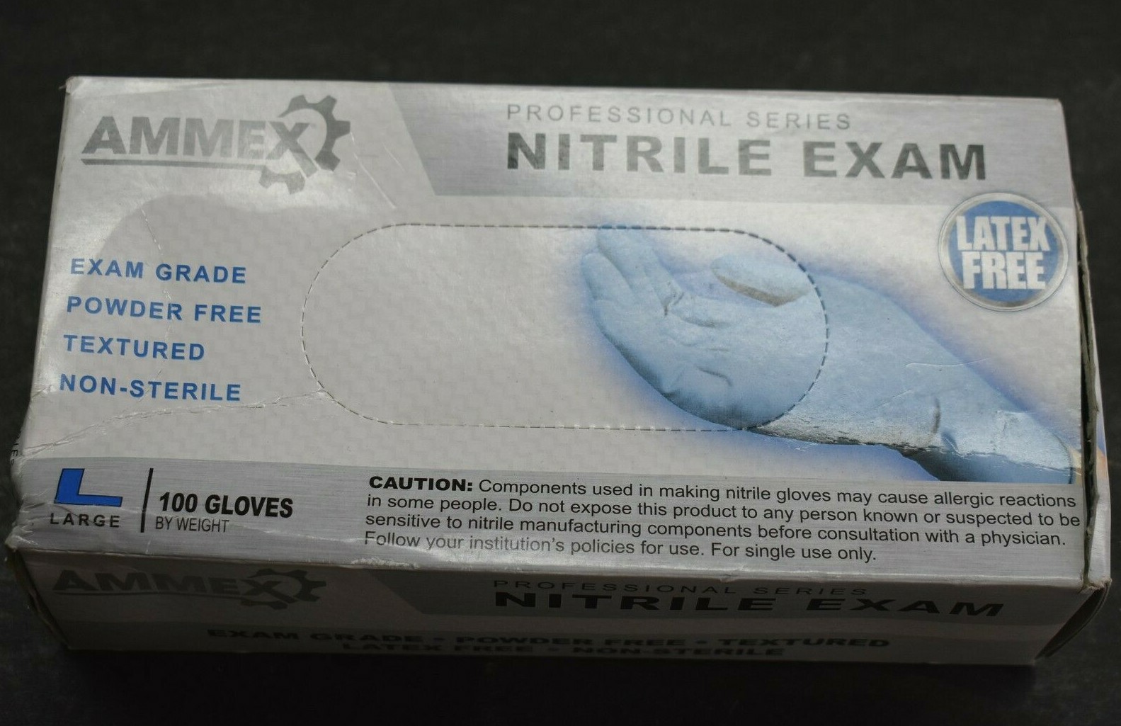 Ammex Professional Series Nitrile Exam Grade Latex Free Gloves 100 Count Large