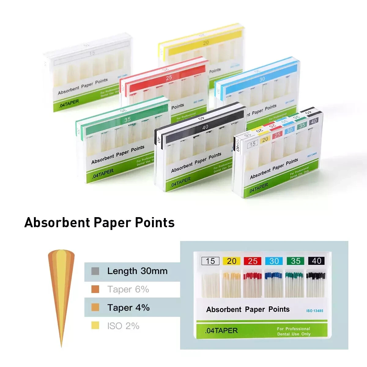Dental Endo Gutta Absorbent Paper Points Fiber Taper 0.02/0.04/0.06 15#-40#
