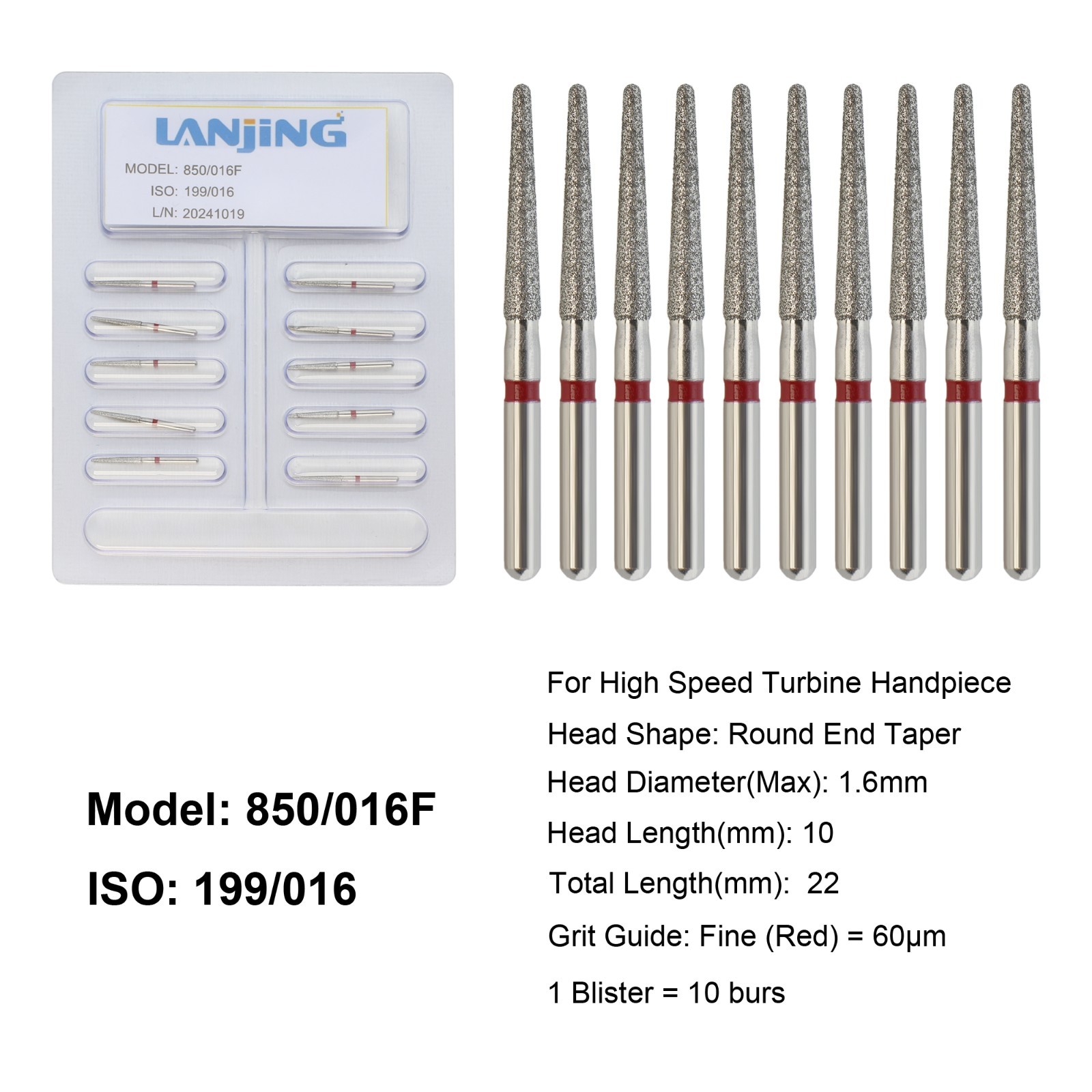 Dental Diamond Burs FG Round End Taper Football Barrel Pear Coarse Fine 856 379