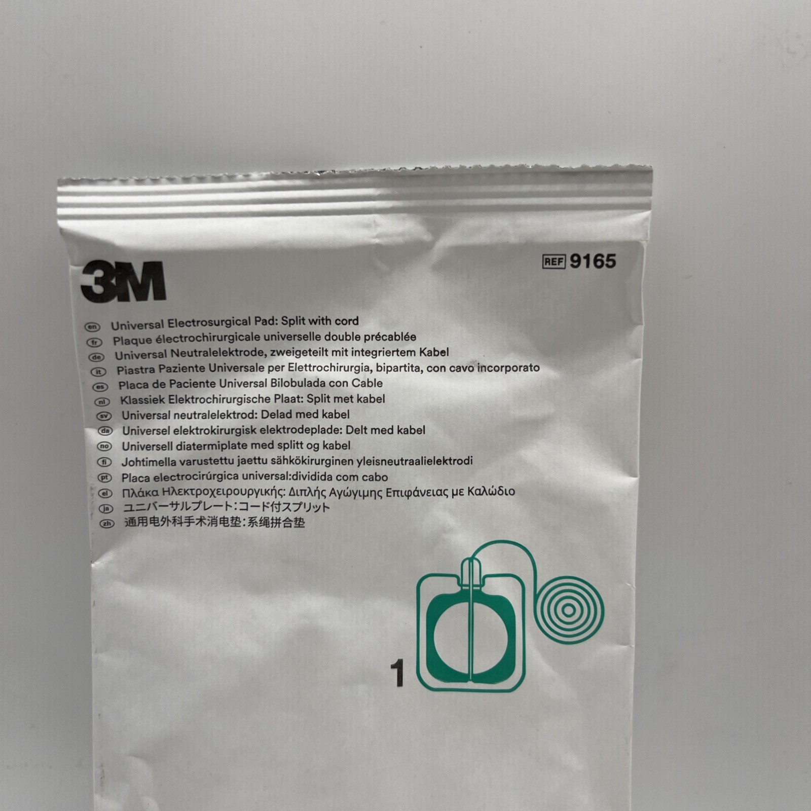3M 9165 Universal Electrosurgical Pad, Split with Cord 1 Pack