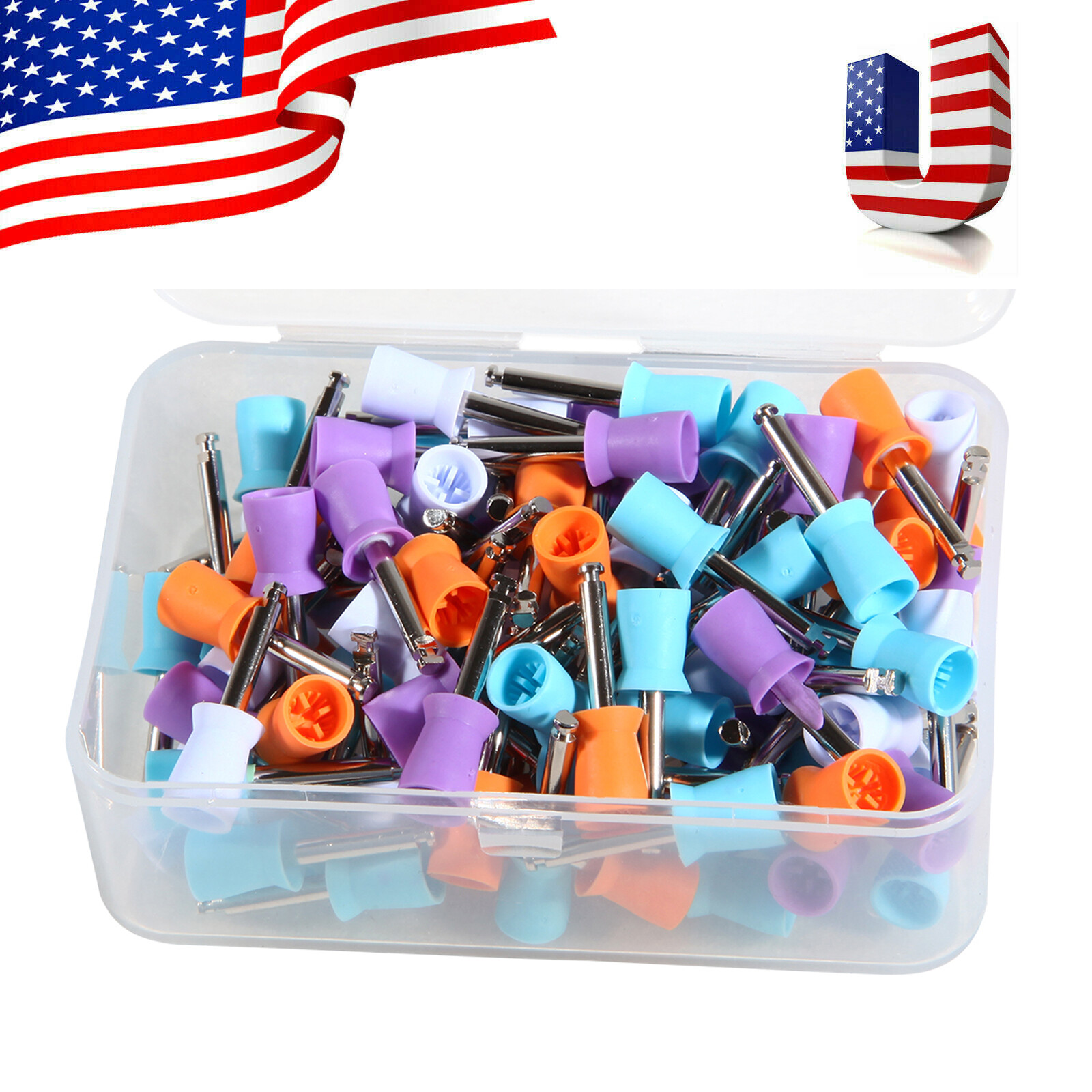 100pcs Dental Rubber Prophy Tooth Teeth Polishing Cups Polisher Cup Mixed Colors