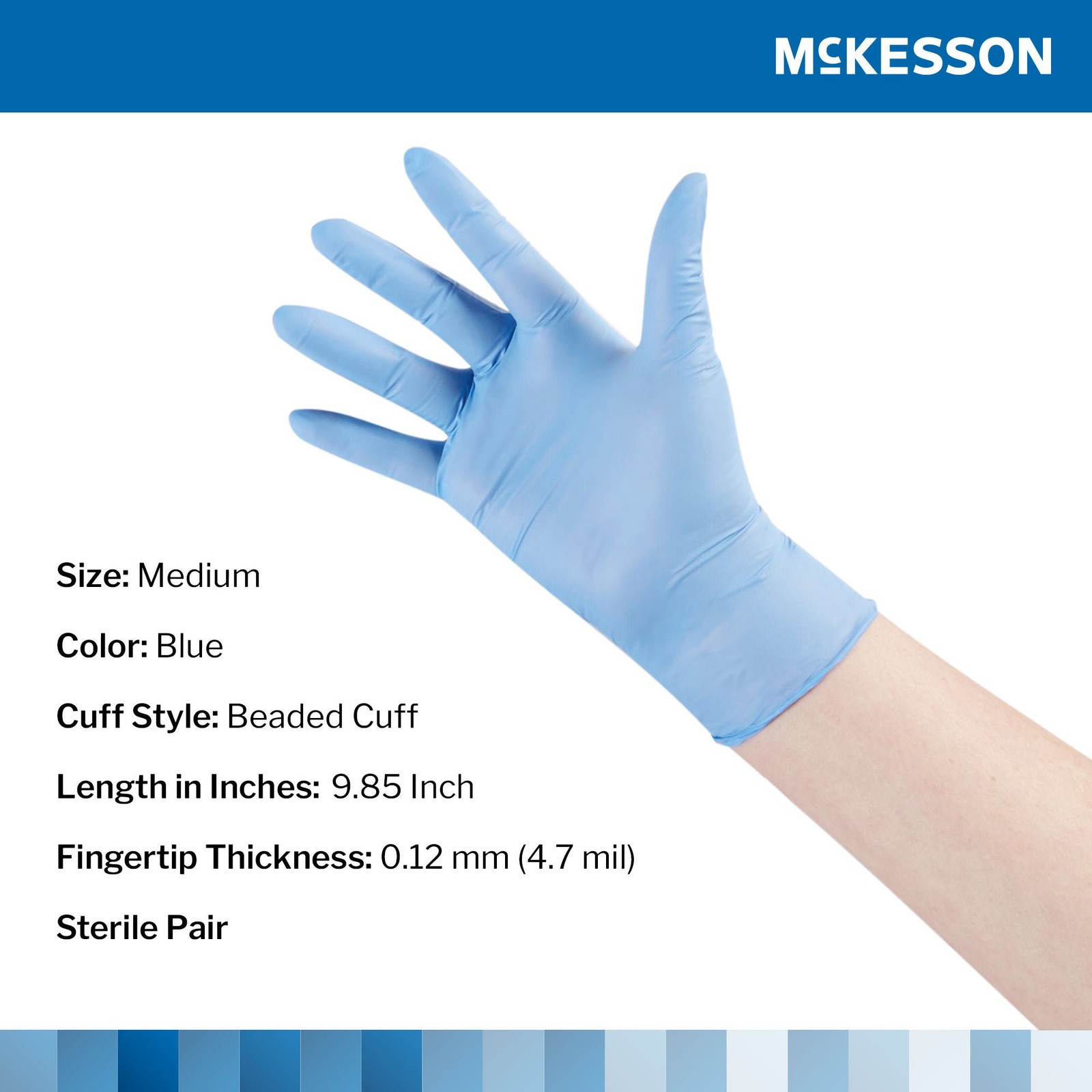 McKesson Confiderm STR Nitrile Exam Glove Standard Cuff Length MEDIUM 50 per Box