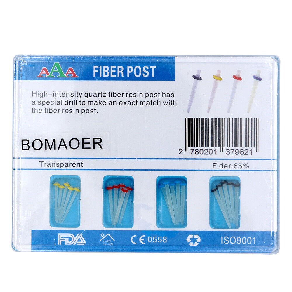 1 Set Dental Quartz Fiber Post Resin Screw Thread 1.2 1.4 1.6 1.8+ 4Drills 20Pcs