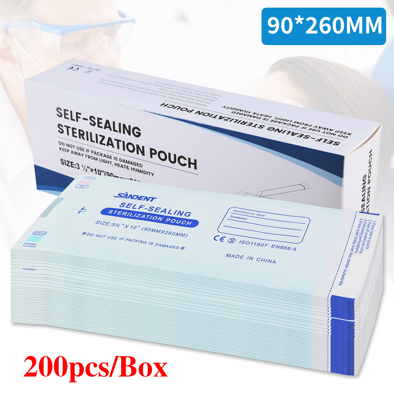up to 7000 Sterilization Pouches 3.5 ” x 10 ” Dental Medical Self Seal Pouch Bag
