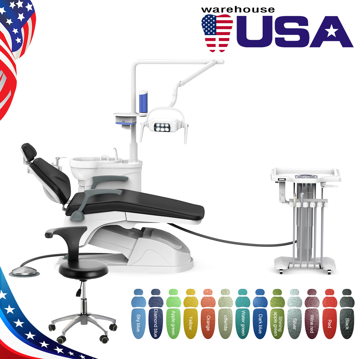 Dental Unit Chair Computer Controlled DC Motor PU Hard Leather+Doctor Stool FDA