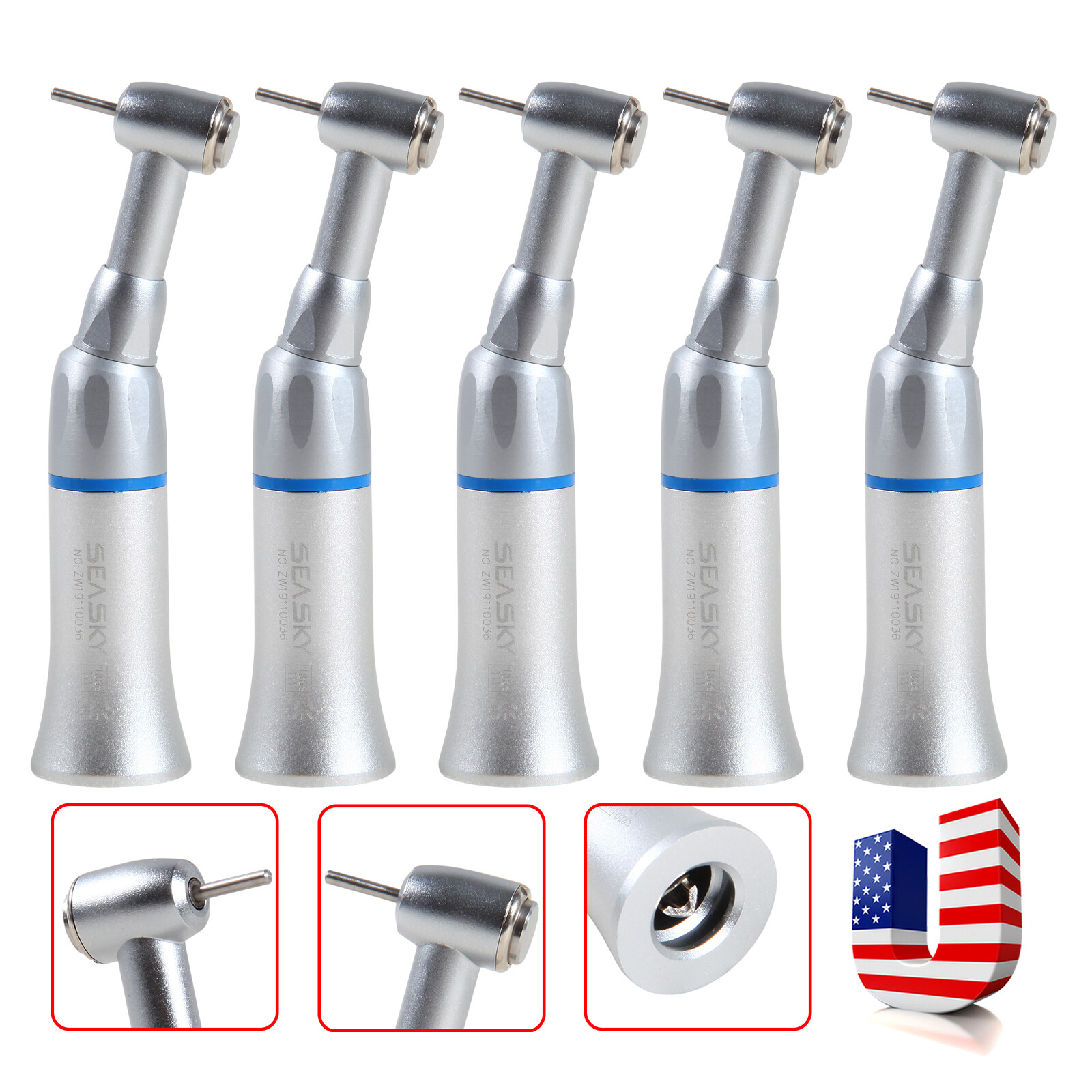1-5* Dental Low Speed Contra Angle Handpiece Push Button Fit FG 1.6mm Bur ns