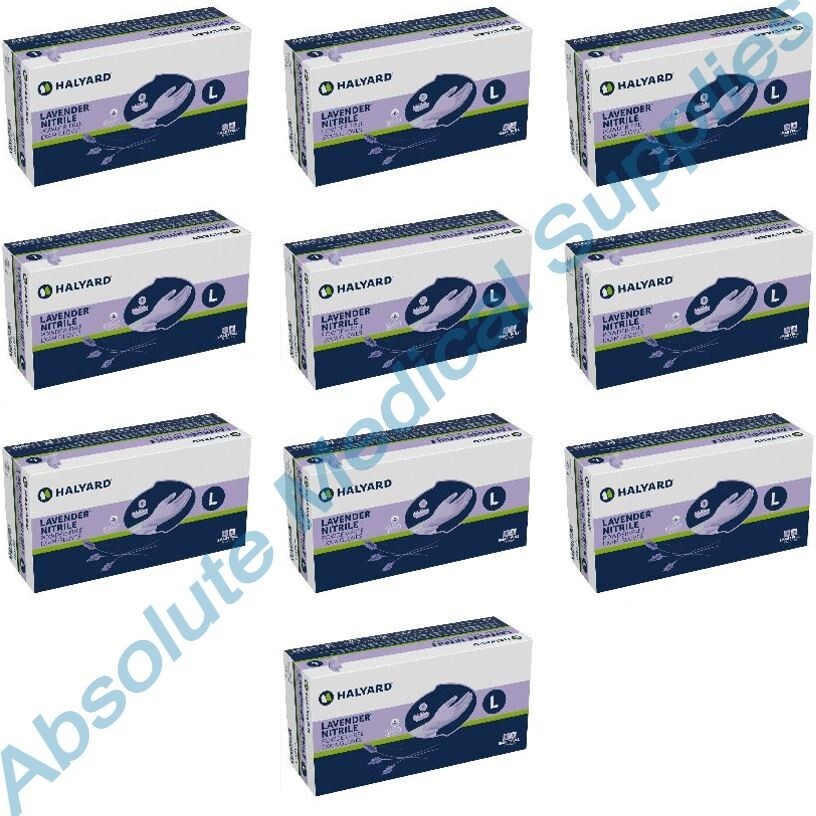 *2,500-Gloves* Halyard Lavender Nitrile Powder-Free Exam Large 52819