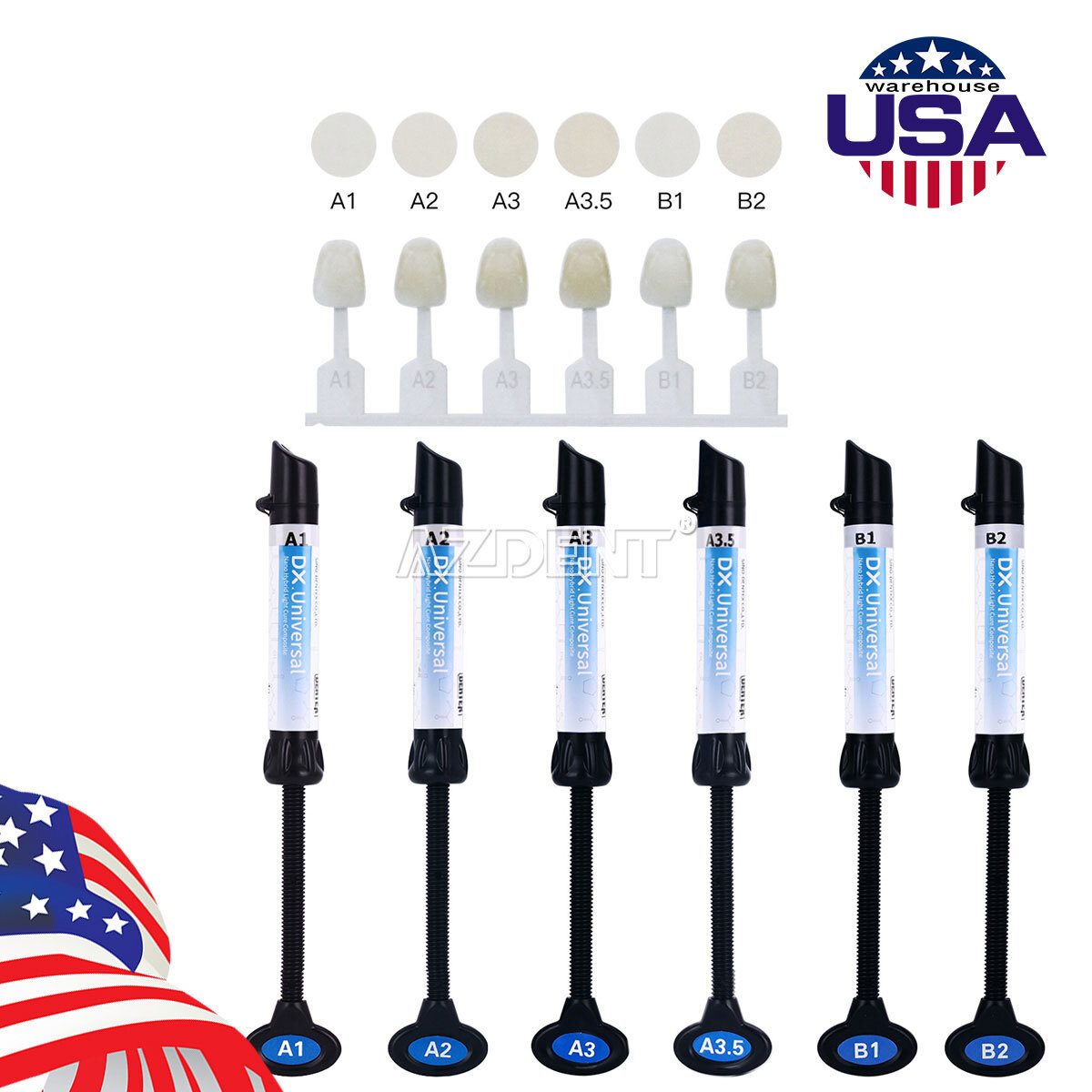 5 pcs Dentex Dental Universal Light Cure Composite Resin A1 A2 A3 A3.5 B1 B2 USA