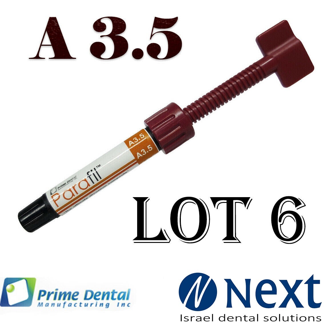 LOTx6 Dental Parafil Zirconium composite universal restorative A3.5 Syringes