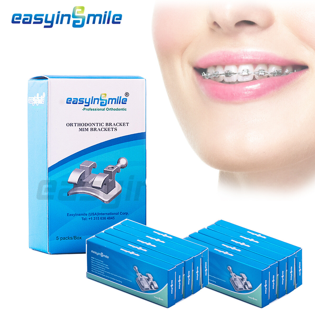 10kits Dental Orthodontic Brackets Mini Metal Braces Roth/MBT 022 Slots 345 Hook