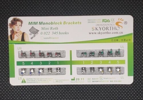 10 Sets Dental Orthodontic Metal Brackets Braces Mini Roth/MBT 022 345 Hooks