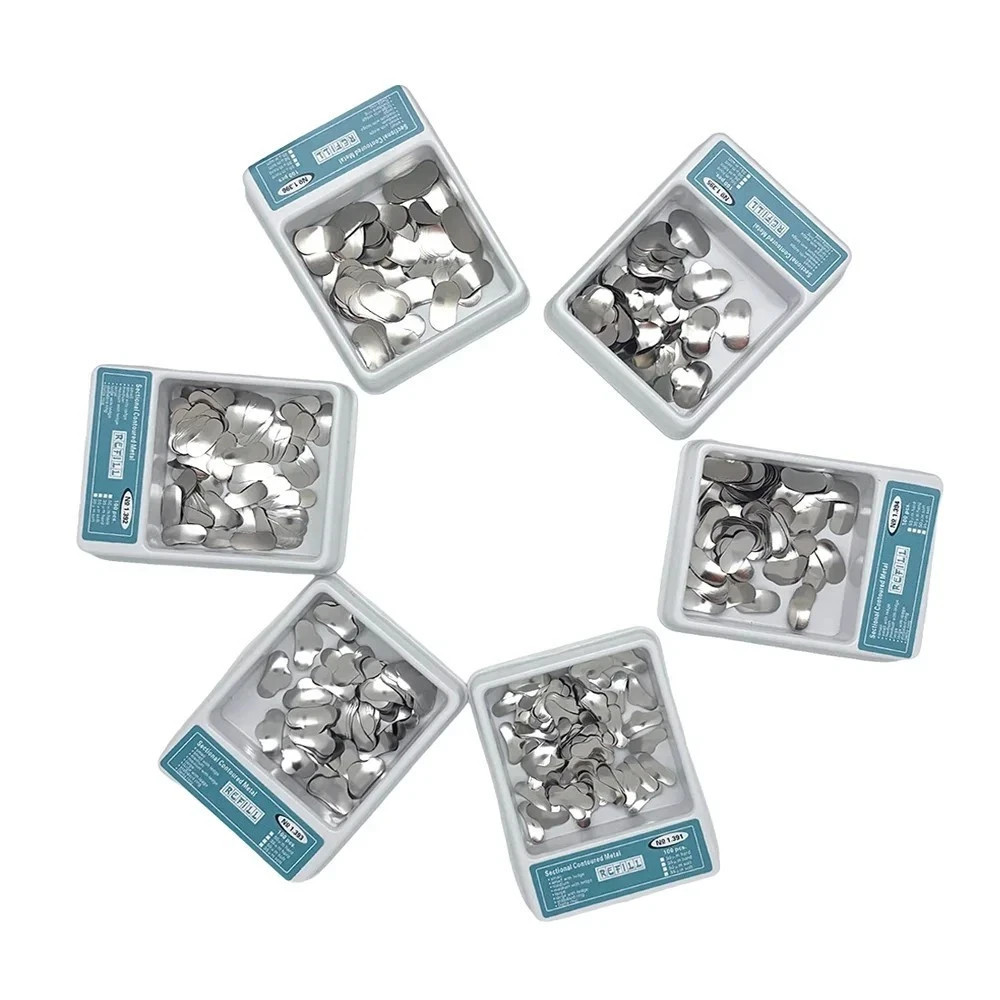 100 Pcs Dental Sectional Contoured Metal Matrices Refill Matrix Band Ledge 35um