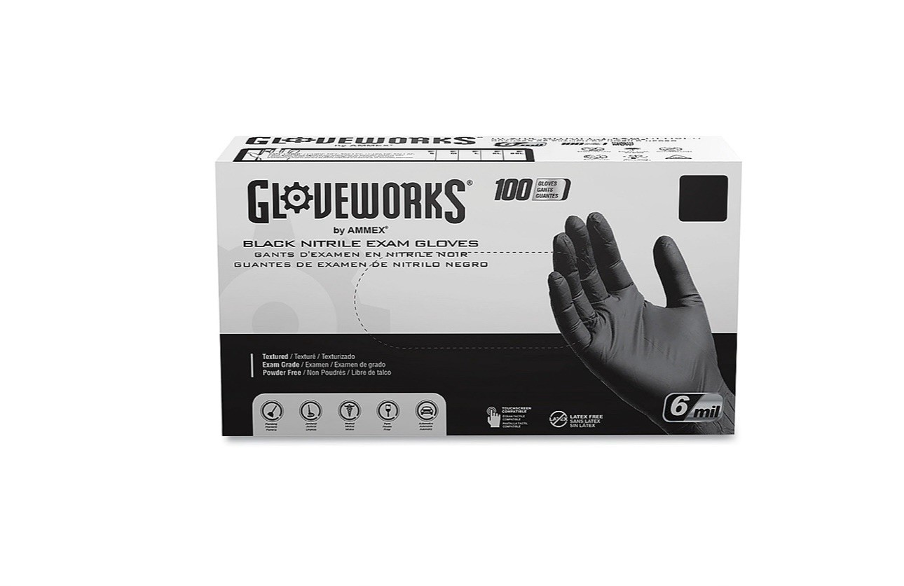 AMMEX Gloveworks GWBEN49100 Black Nitrile Gloves 6 Mil (Size-2XL)