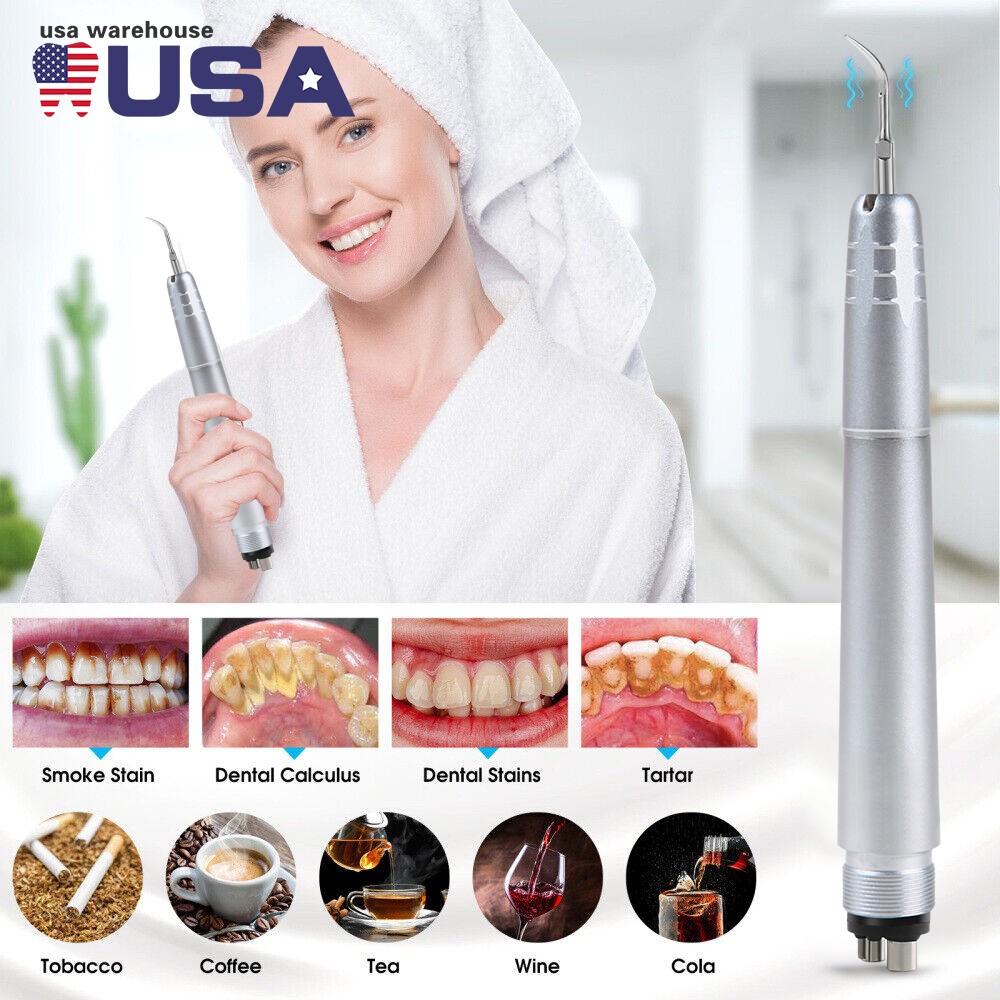 Dental Ultrasonic Air Perio Scaler Handpiece Hygienist 4 Hole w/ 3 Tips Original