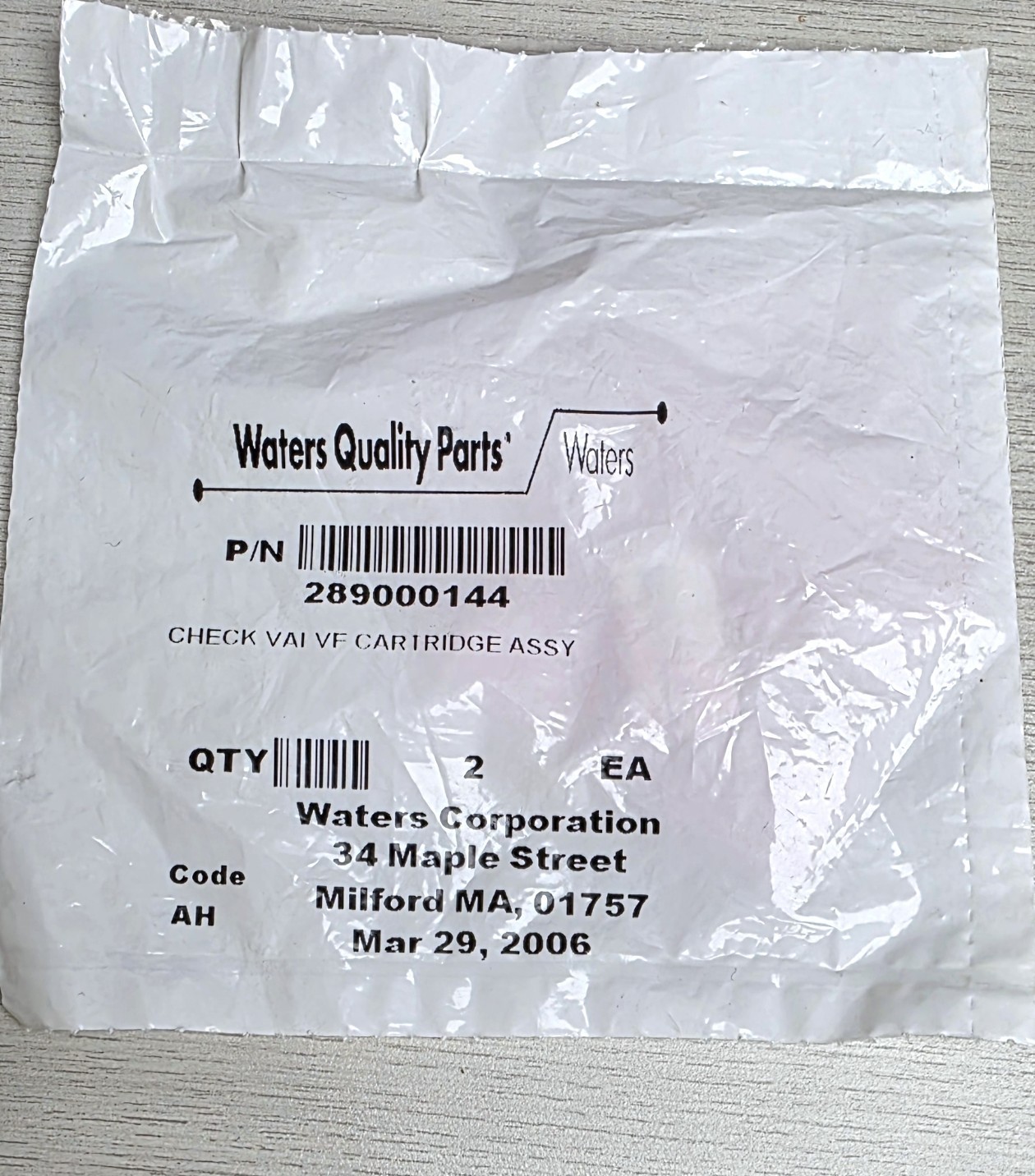 Waters 700000254 PERFORMANCE PLUS SAPPHIRE CHECK VALVE CARTRIDGE ASSY (2 pk)