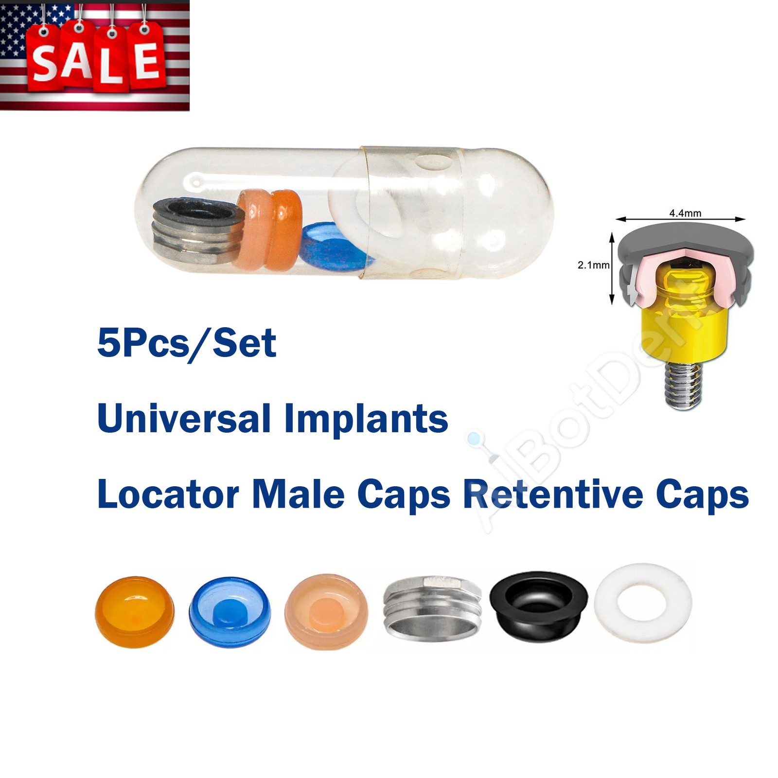 US Overdenture For Nobel Active NPØ3.5mm Locator Abutment Male Caps Inserts Tool