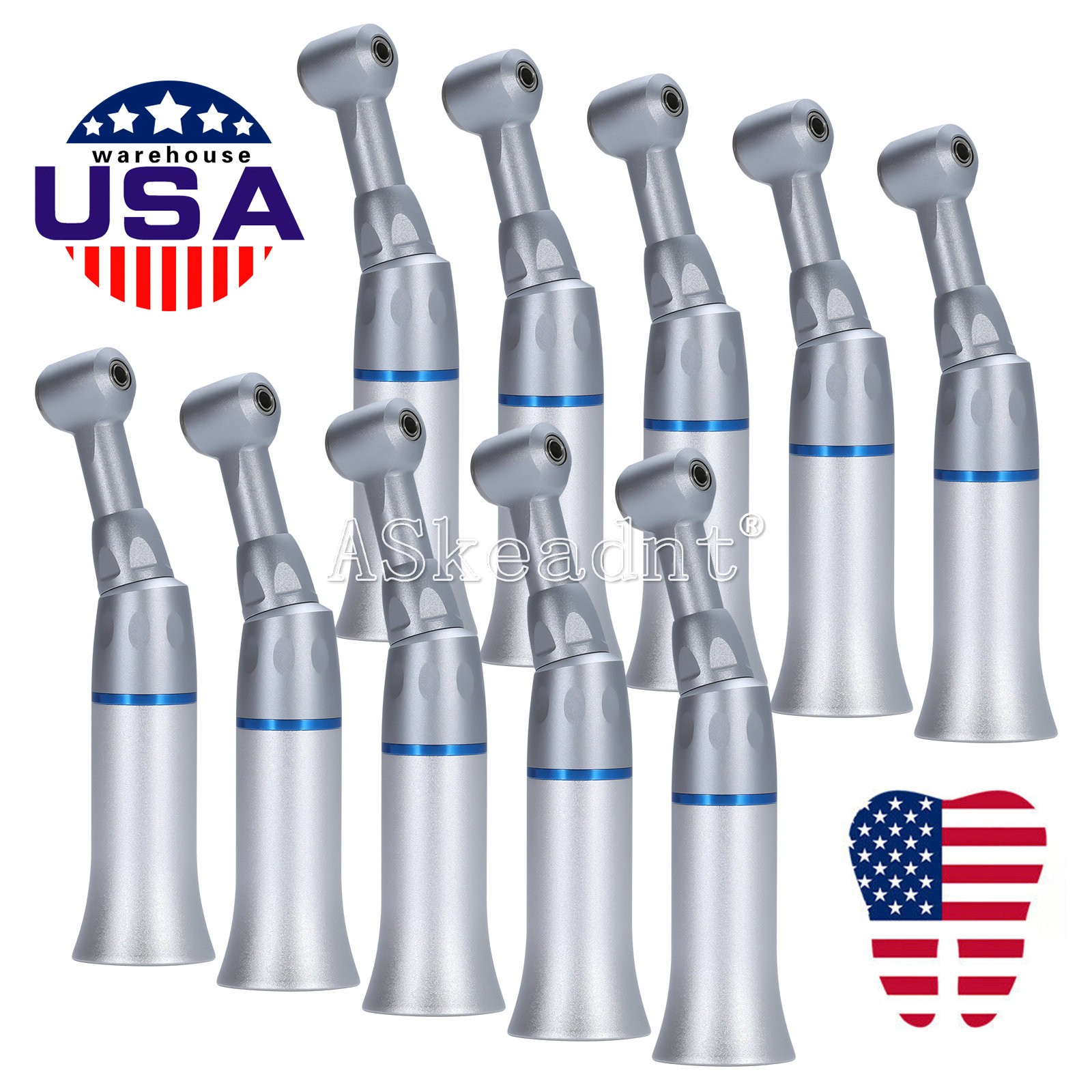 1-10 Dental Low Speed Handpiece Contra Angle Push Button E-Type ASKEADNT