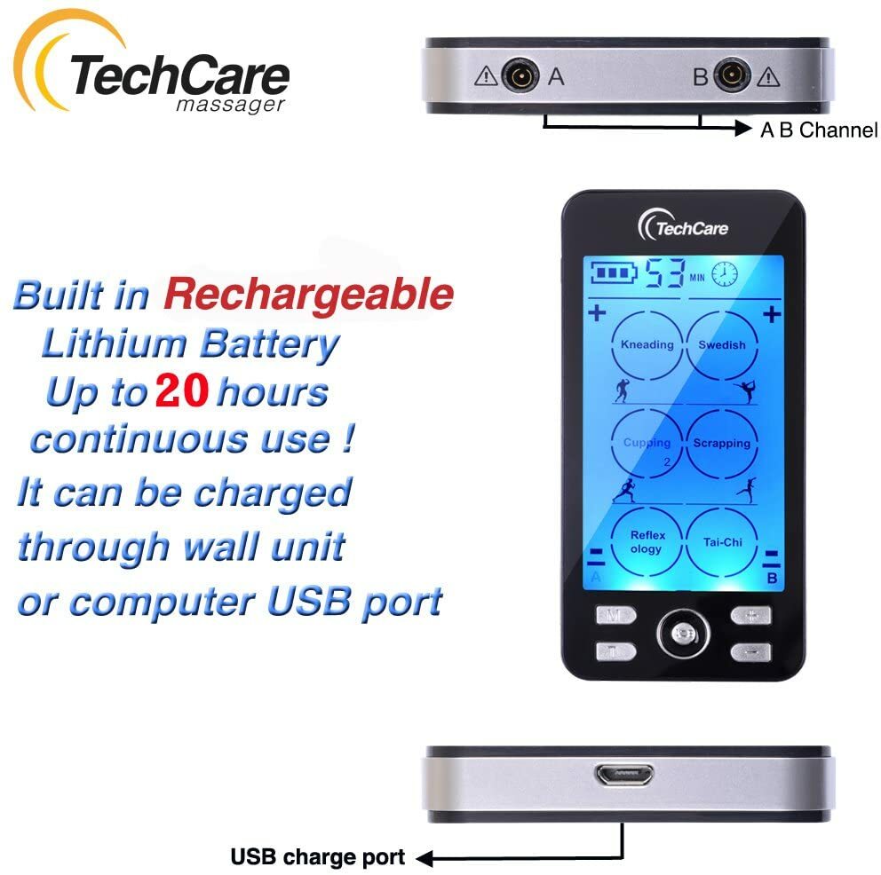 Rechargeable Tens EMS Unit Massager Muscle Stimulator Dual Channel Rechargeable