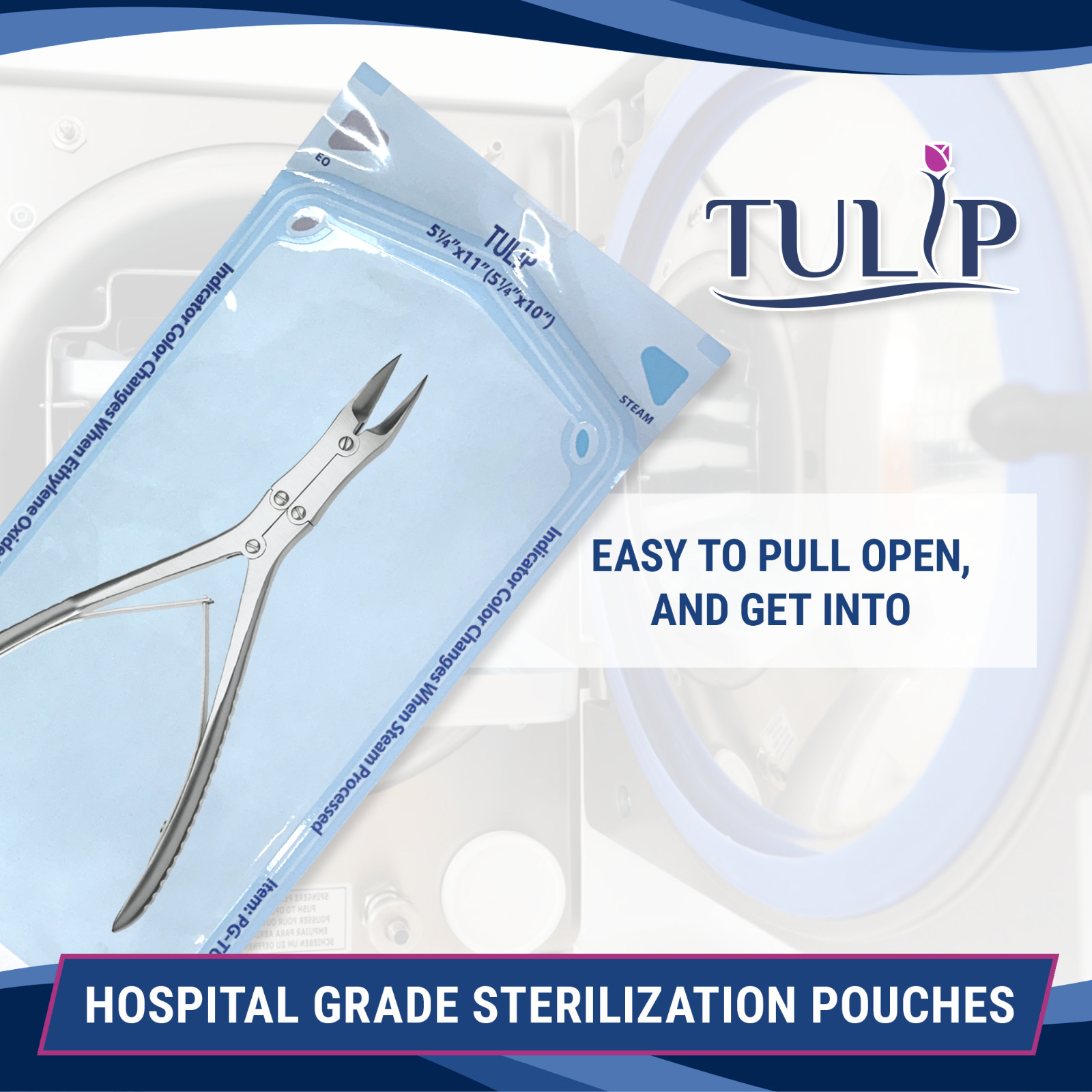 2,000 5.25″ x 10″ Self-Sealing Sterilization Pouches Nail Bags Autoclave TULIP