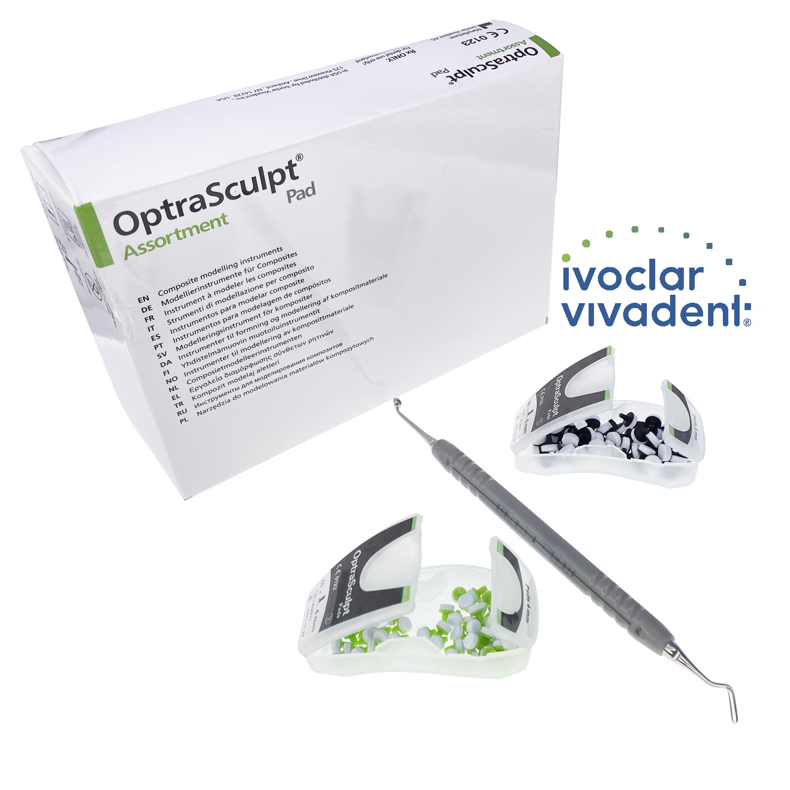 1set Dental Composite Resin Fill Handle Spatula Foam Veneer OptraSculpt Pads Kit