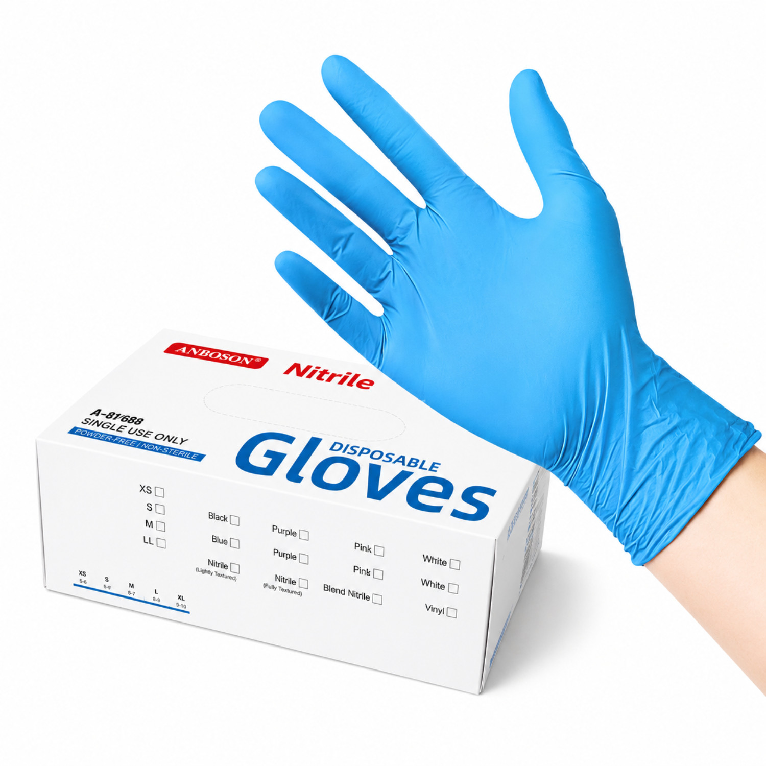 Disposable Nitrile Gloves Powder Free Food Grade Blue Medical Household 100PCS