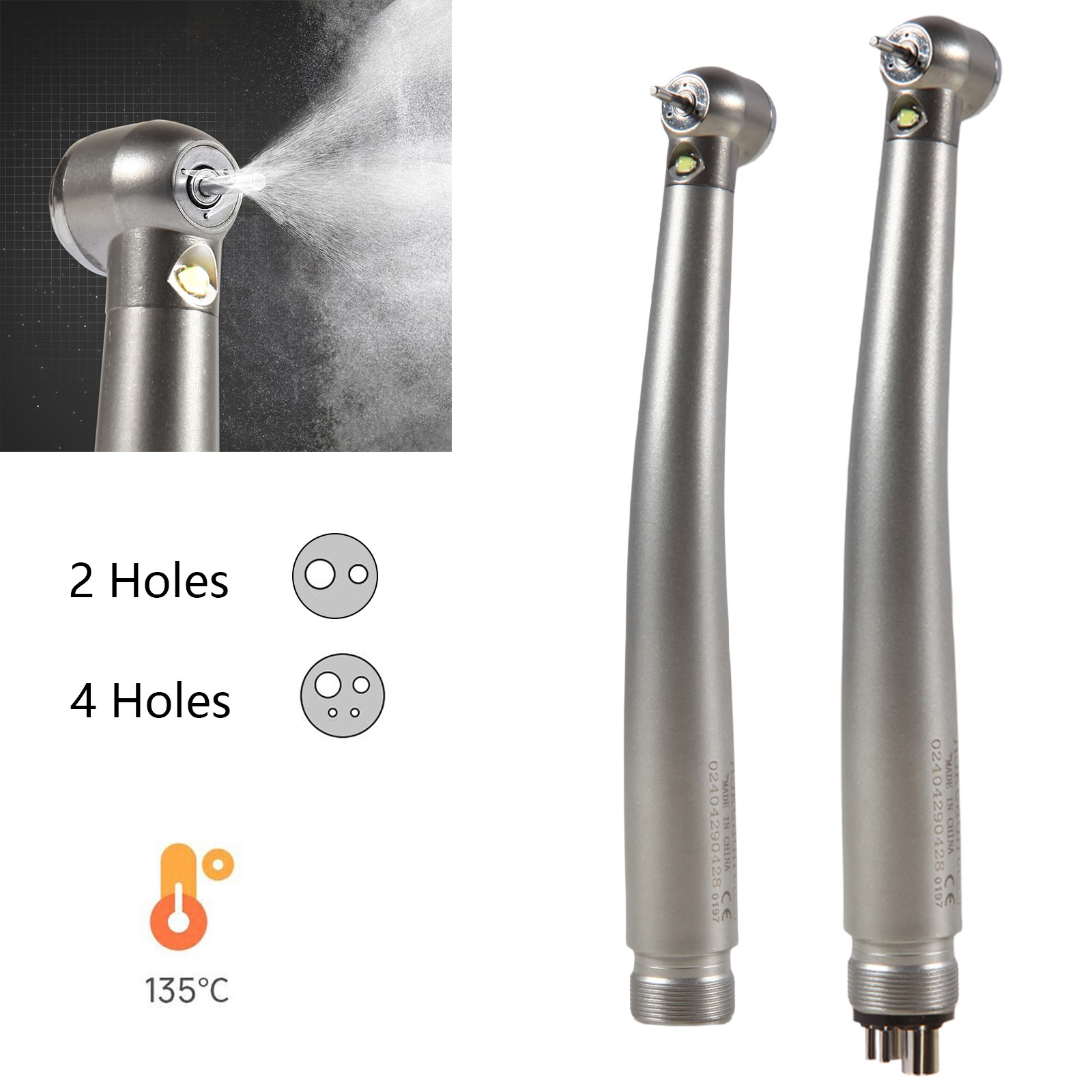Dental Fiber Optic E-generator LED High Speed Handpiece Turbine 2/4H ASkeadnt ns