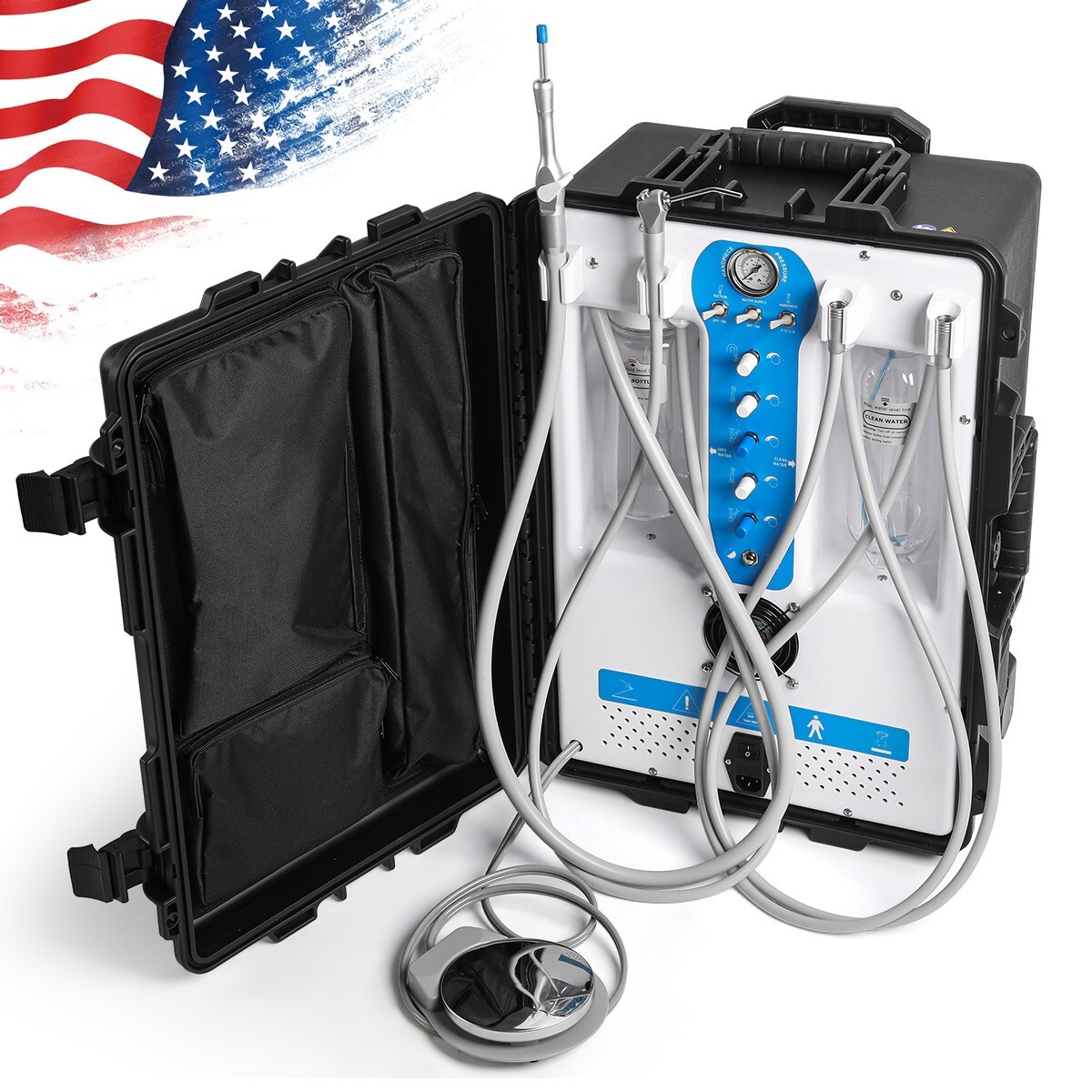 Portable Dental Mobile Delivery Unit System with Air Compressor Suction 4Hole