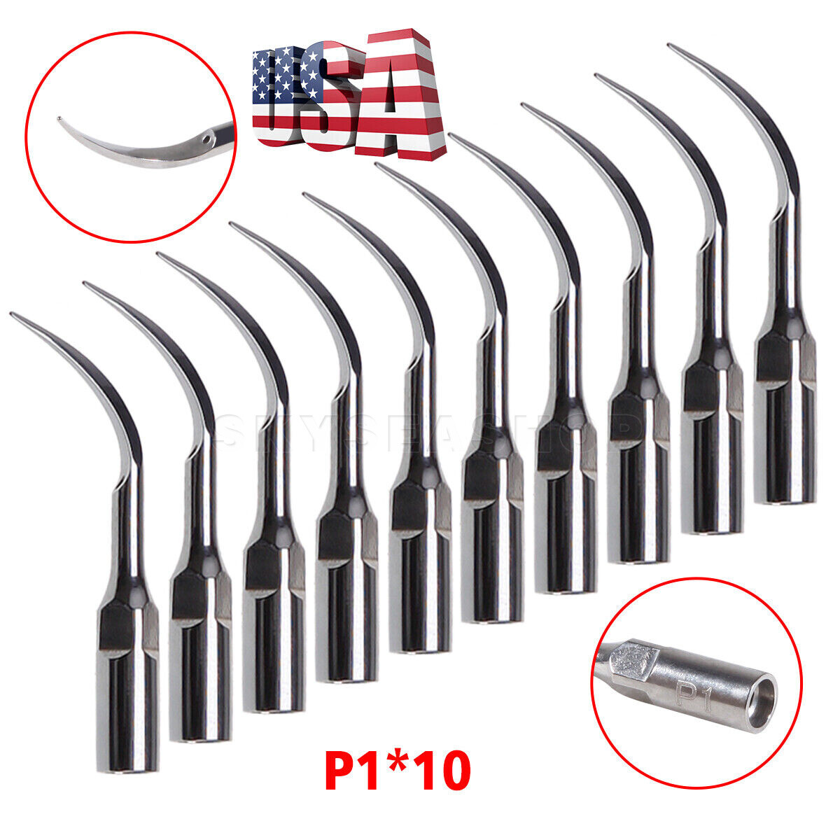 10*Dental Ultrasonic Scaler Perio Tips P1 Fit Woodpecker EMS/Cavitron Handpiece