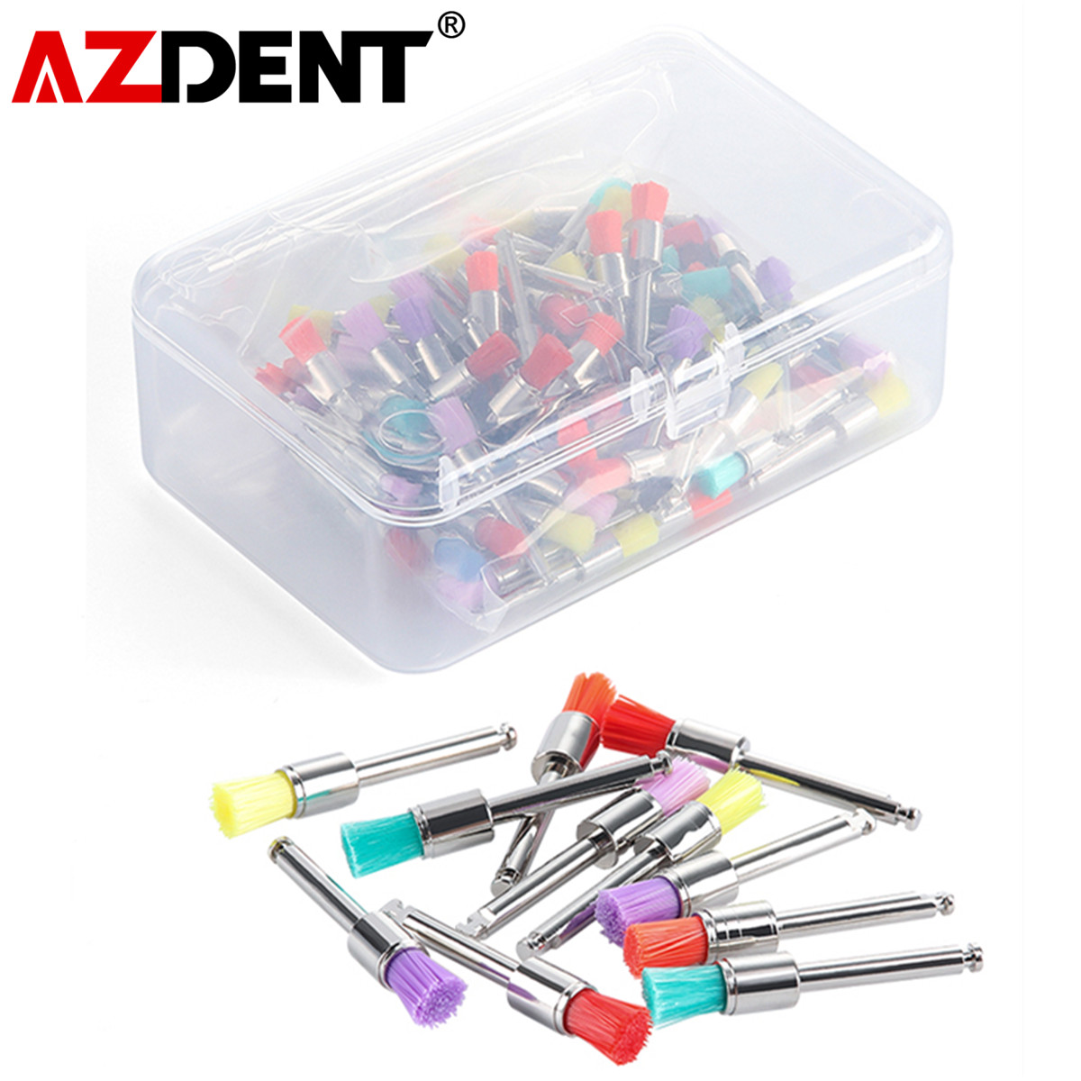 100pcs AZDENT Dental Colorful Nylon Prophy Brushes Flat Latch Type RA PB-330