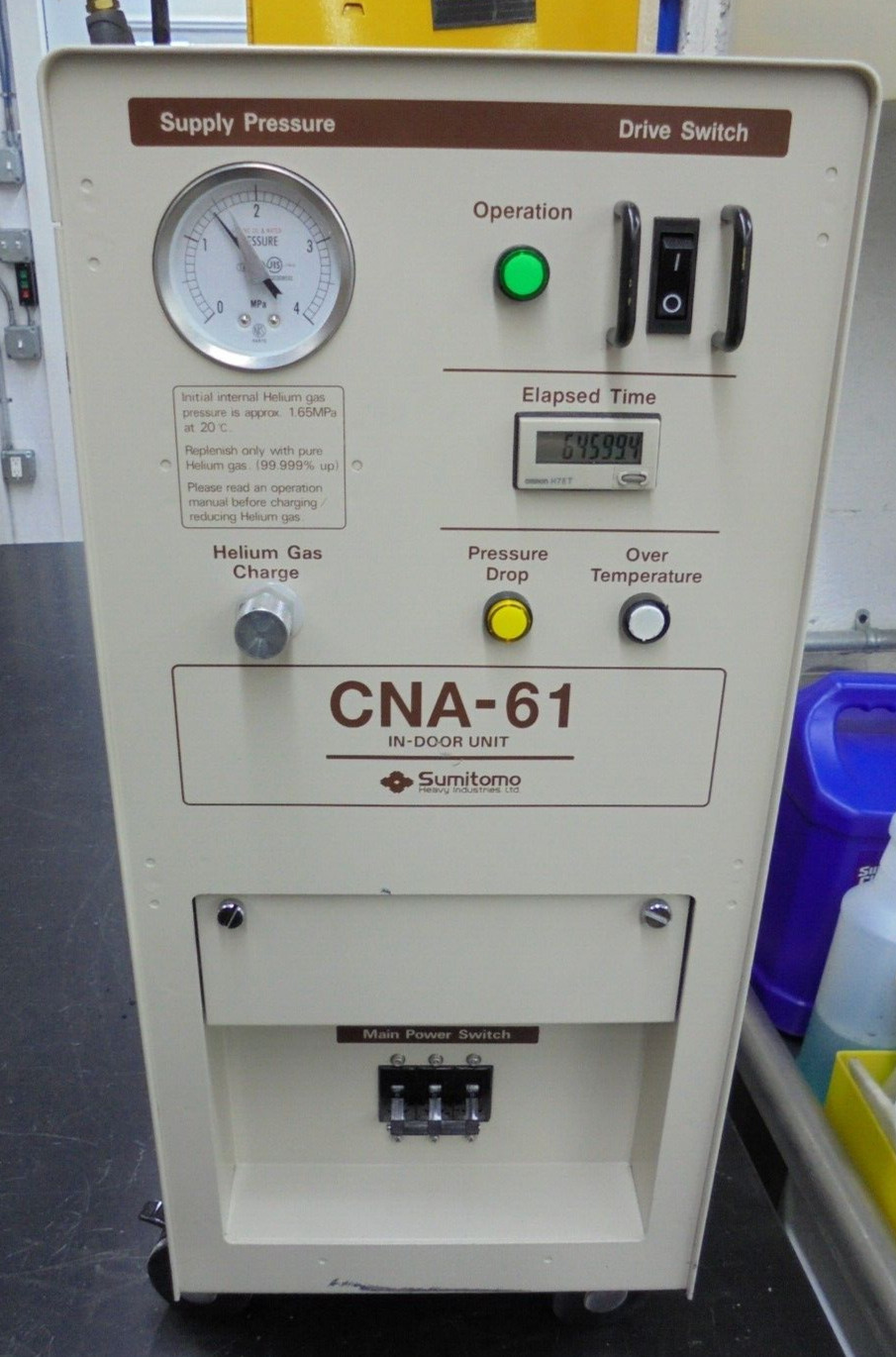 Sumitomo CNA-61C-E Indoor Unit Cryocooler Closed Cycle Cryogenic Refrigeration
