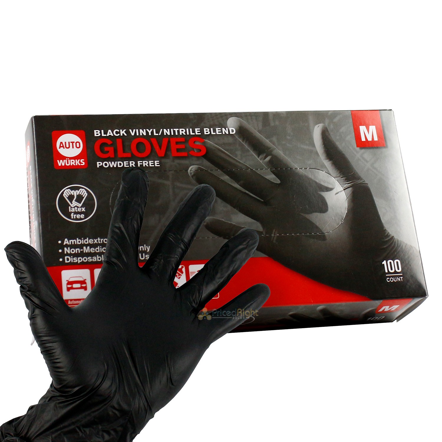 Nitrile Disposable Gloves Powder and Latex Free Food Grade Medium Box of 100
